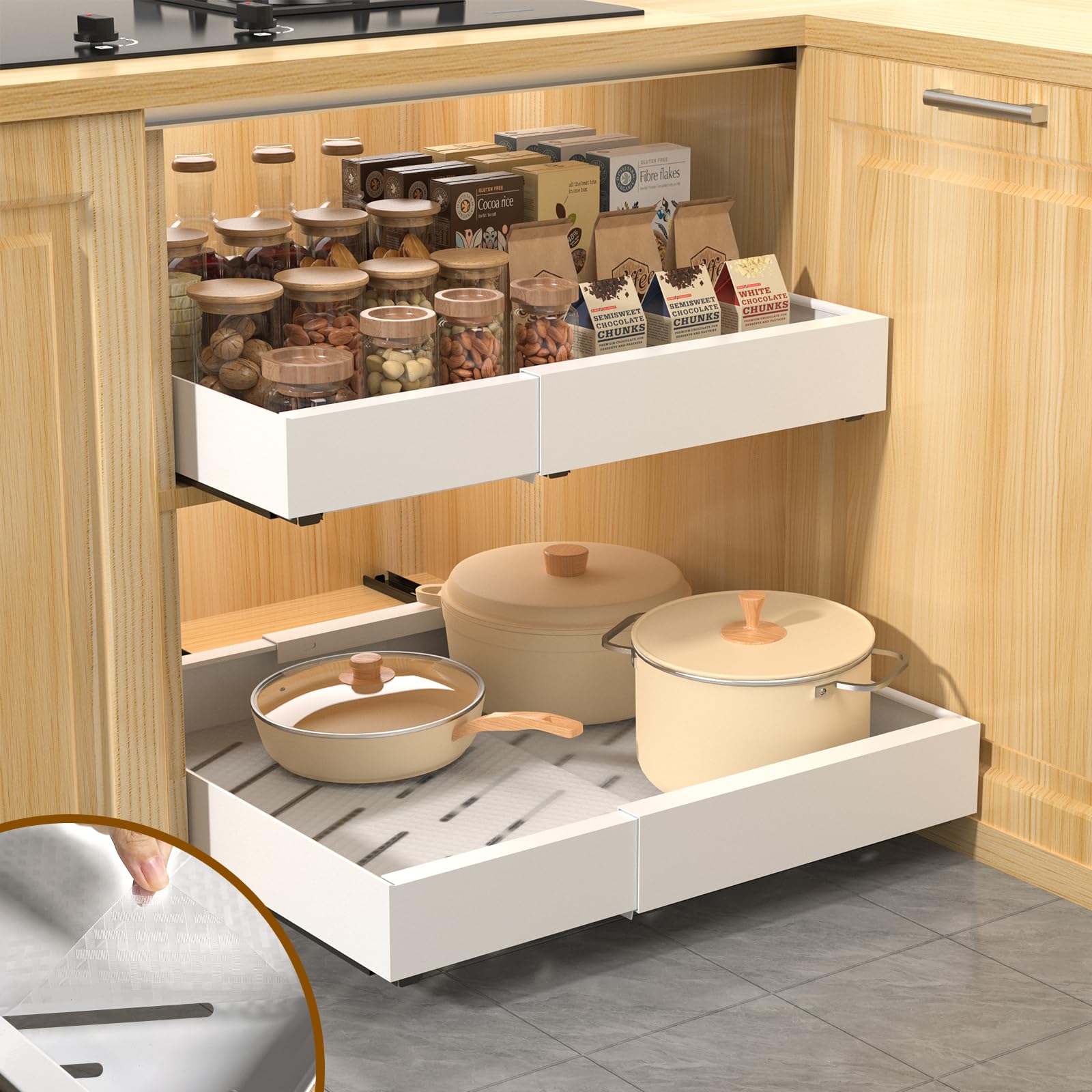 1PCS Heavy Duty Pull Out Drawers for Kitchen Cabinets - Expandable (12.2
