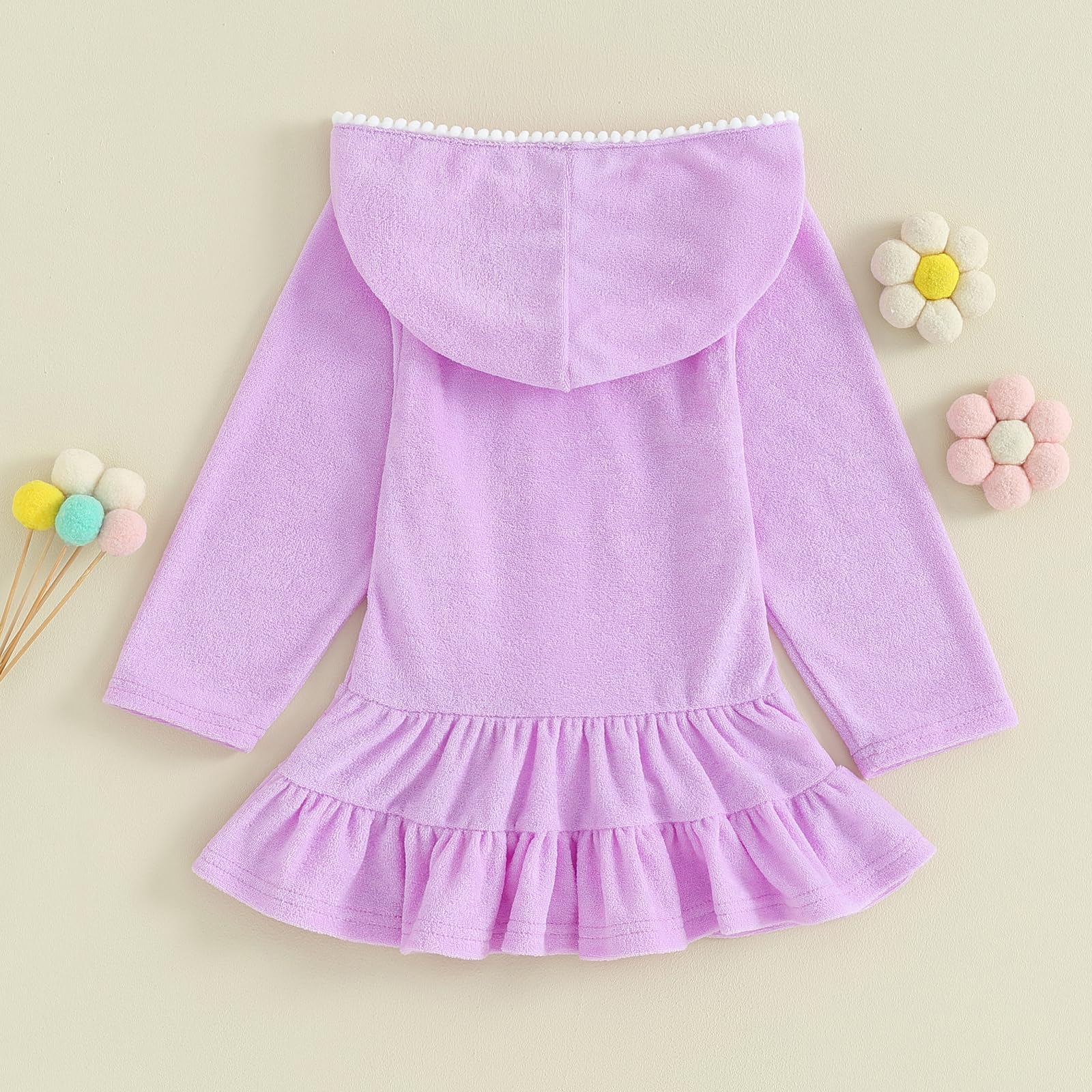 **Girls' Hooded Swim Cover Up Towel Robe - Zip Up Terry Cloth Bathing Suit Wrap for Toddler & Kids - Perfect for Pool, Beach & After Swim**