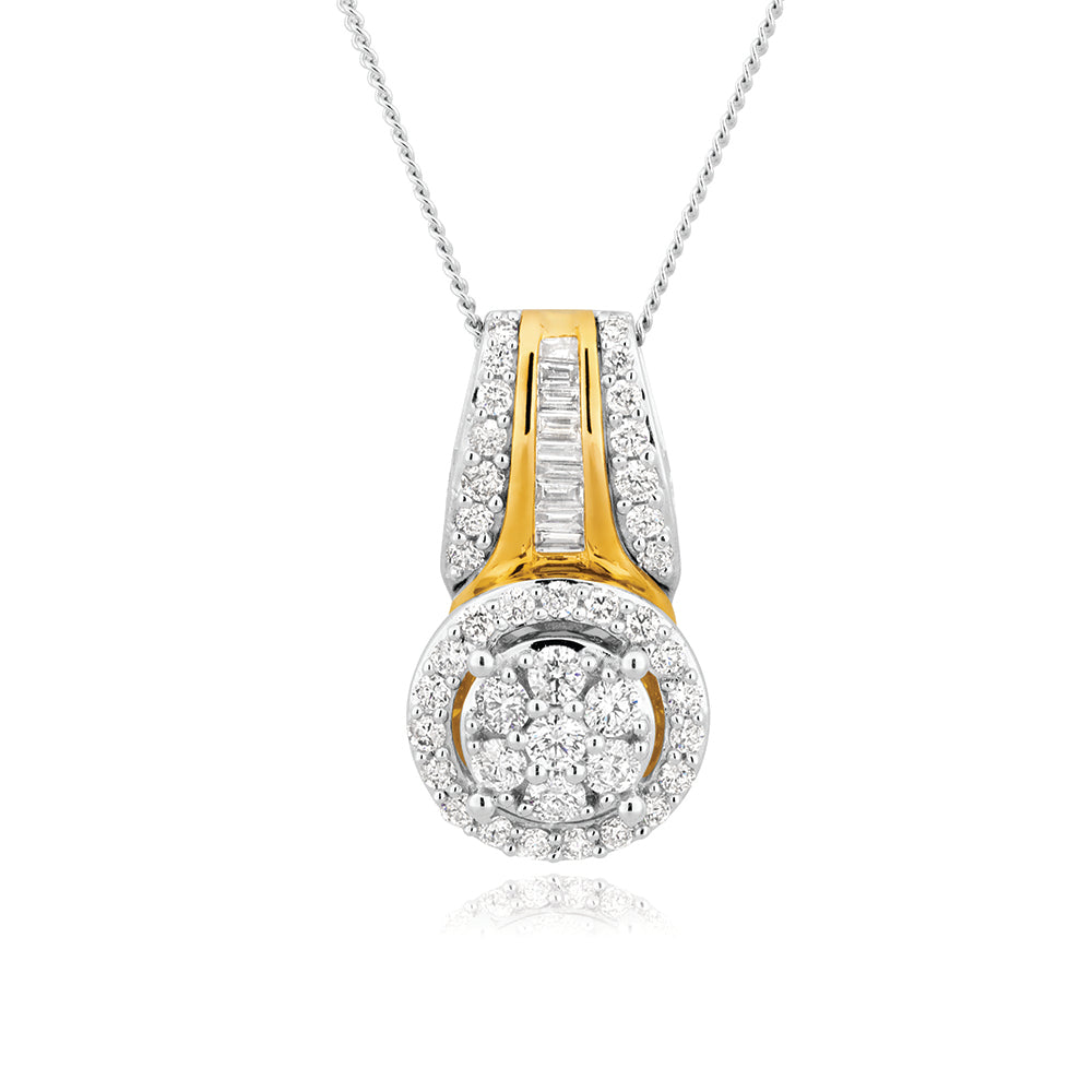 9ct Yellow Gold & White Gold Diamond Pendant Necklace for Women - Elegant Jewelry Gift for Anniversary, Birthday & Special Occasions