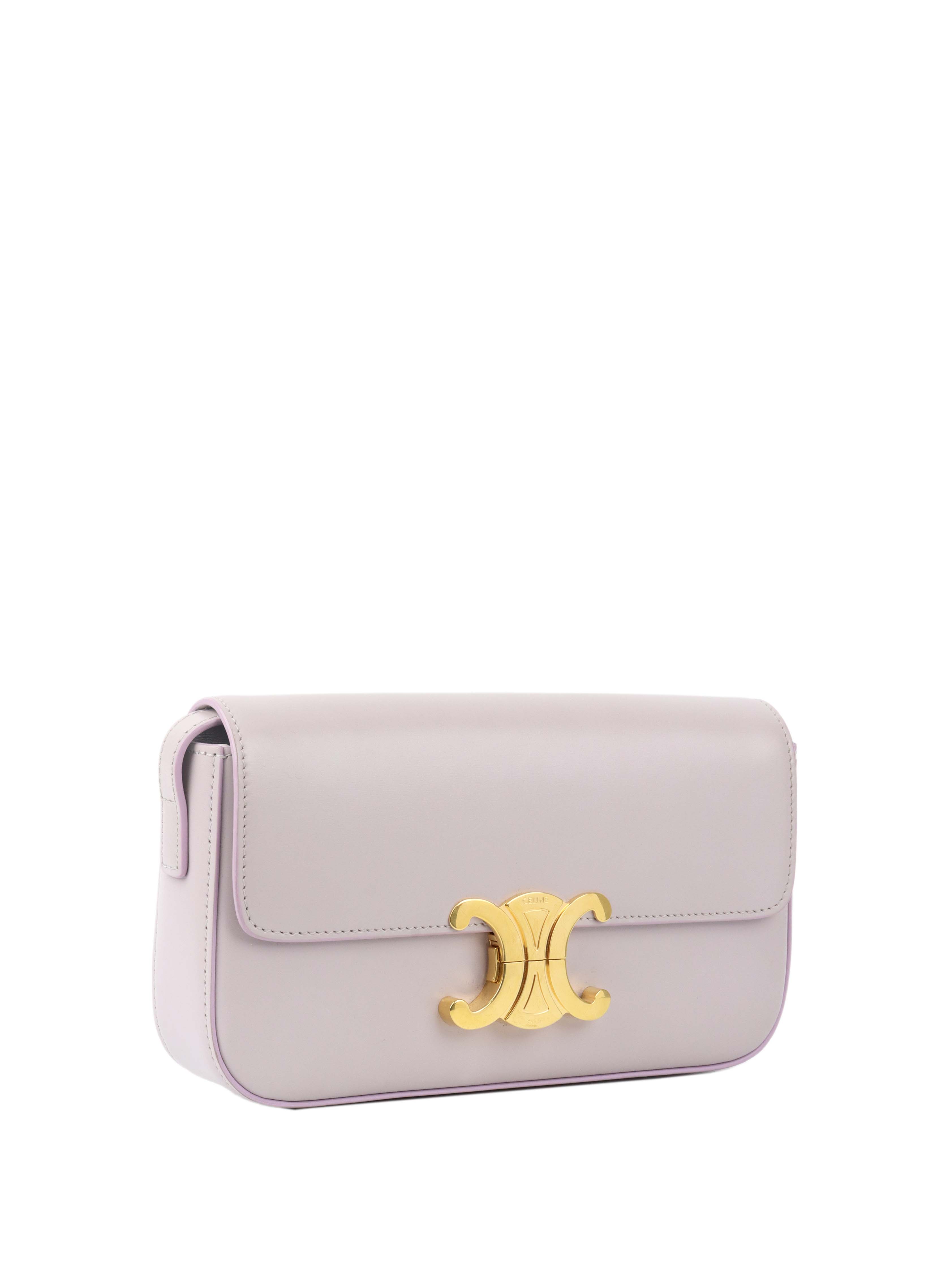 Celine Claude Shoulder Bag in Light Lavender - Women's Luxury Leather Crossbody Purse for Work, Travel & Evening Out