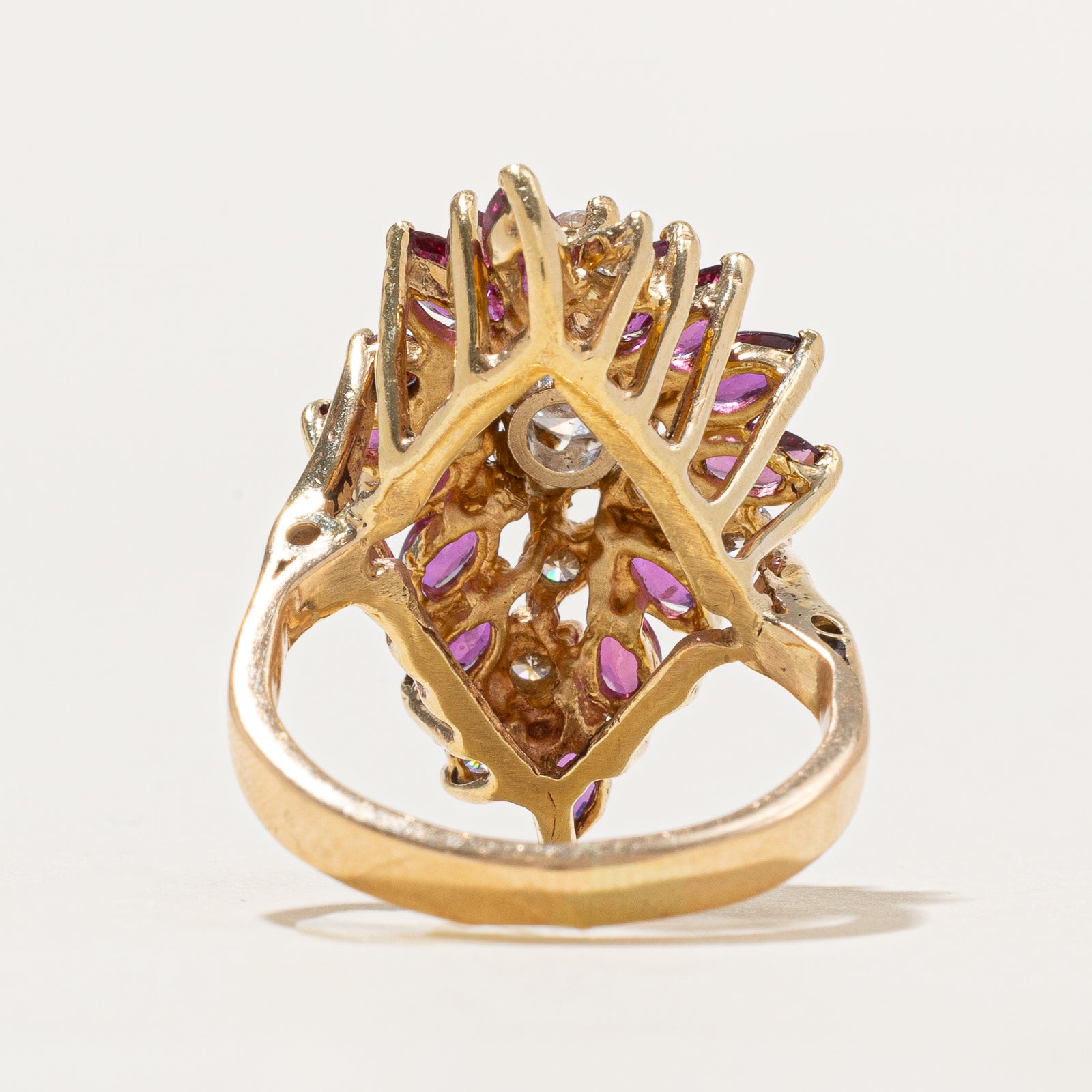 2.10ctw Ruby & Diamond Cocktail Ring - 1.02ctw Genuine Gemstones, Size 6 | Elegant Evening Wear, Anniversary Gift, Special Occasion Jewelry