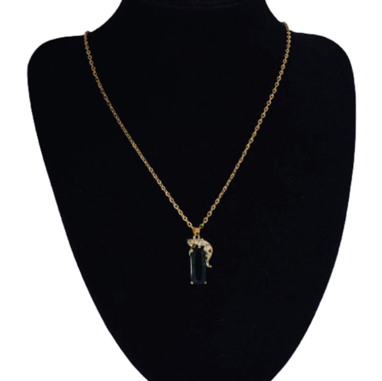 JENPECH Fashion Rhinestone Pendant Necklace - Elegant Emerald Gemstone Gold Leopard Clavicle Chain Jewelry for Women | Perfect for Parties, Date Nights & Casual Wear