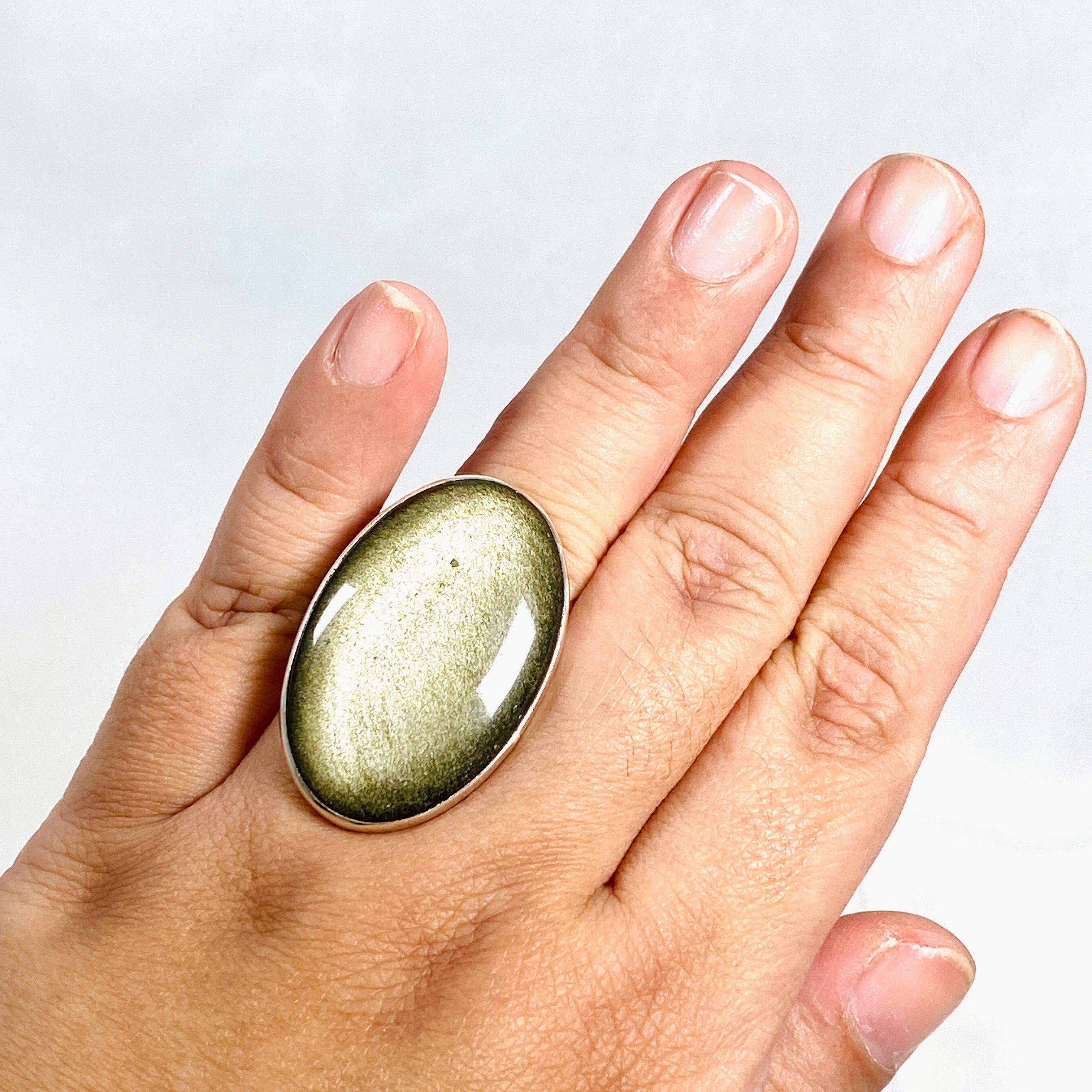 Goldsheen Obsidian Oval Ring - Size 11, KRGJ2920 - Elegant Jewelry for Women, Perfect for Weddings, Parties & Special Occasions