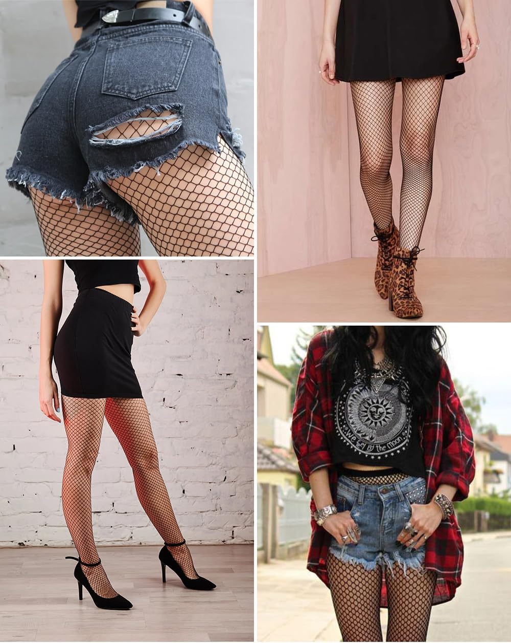 Sexy High Waisted Fishnet Stockings for Women - Stretchy Wide Mesh Tights for Halloween, Cosplay & Night Out - Plus Size Options Available