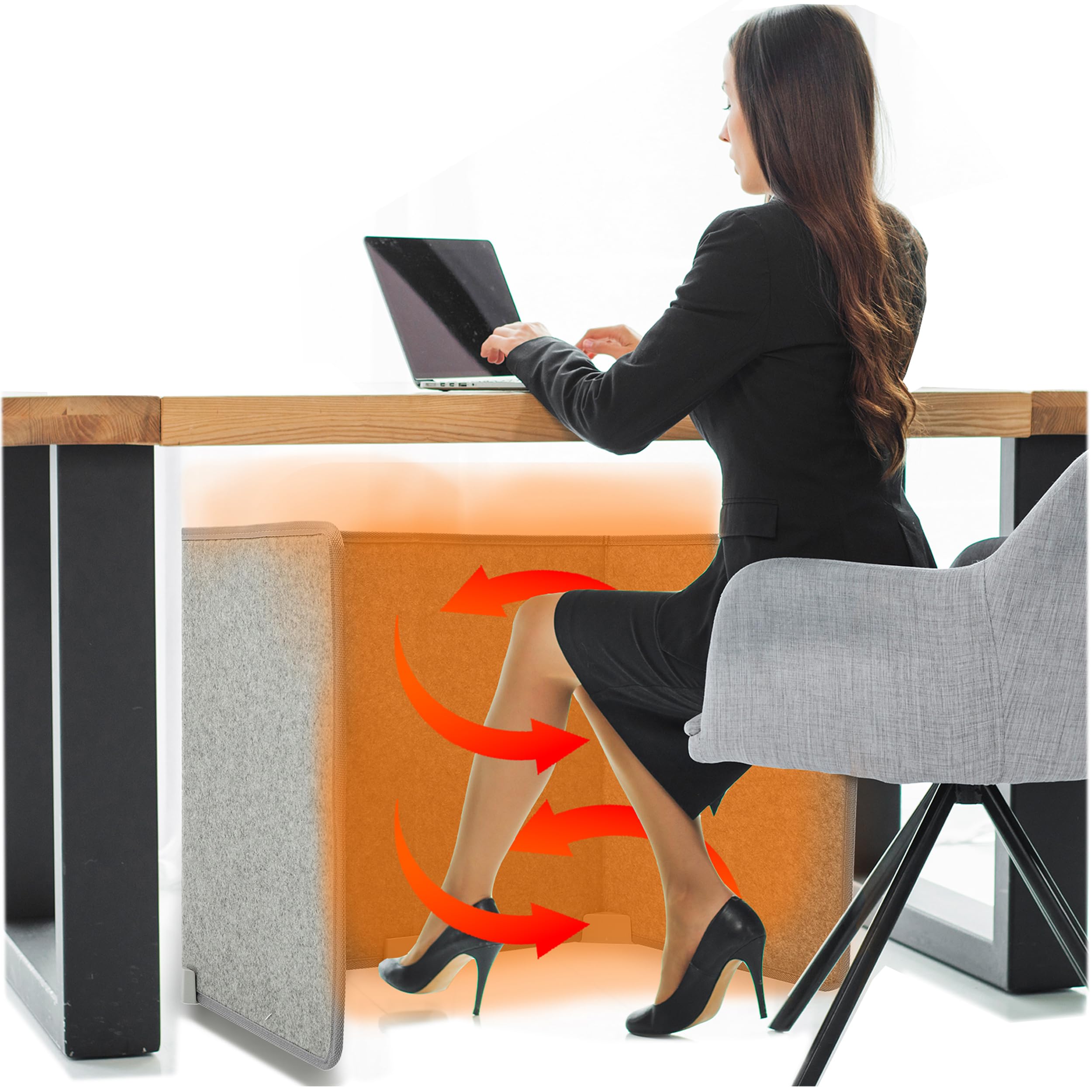 Under Desk Heater for Legs and Feet - Silent, Energy Efficient Personal Space Warmer with Adjustable Thermostat & Timer - Perfect for Home Office, Workstation & Winter Comfort