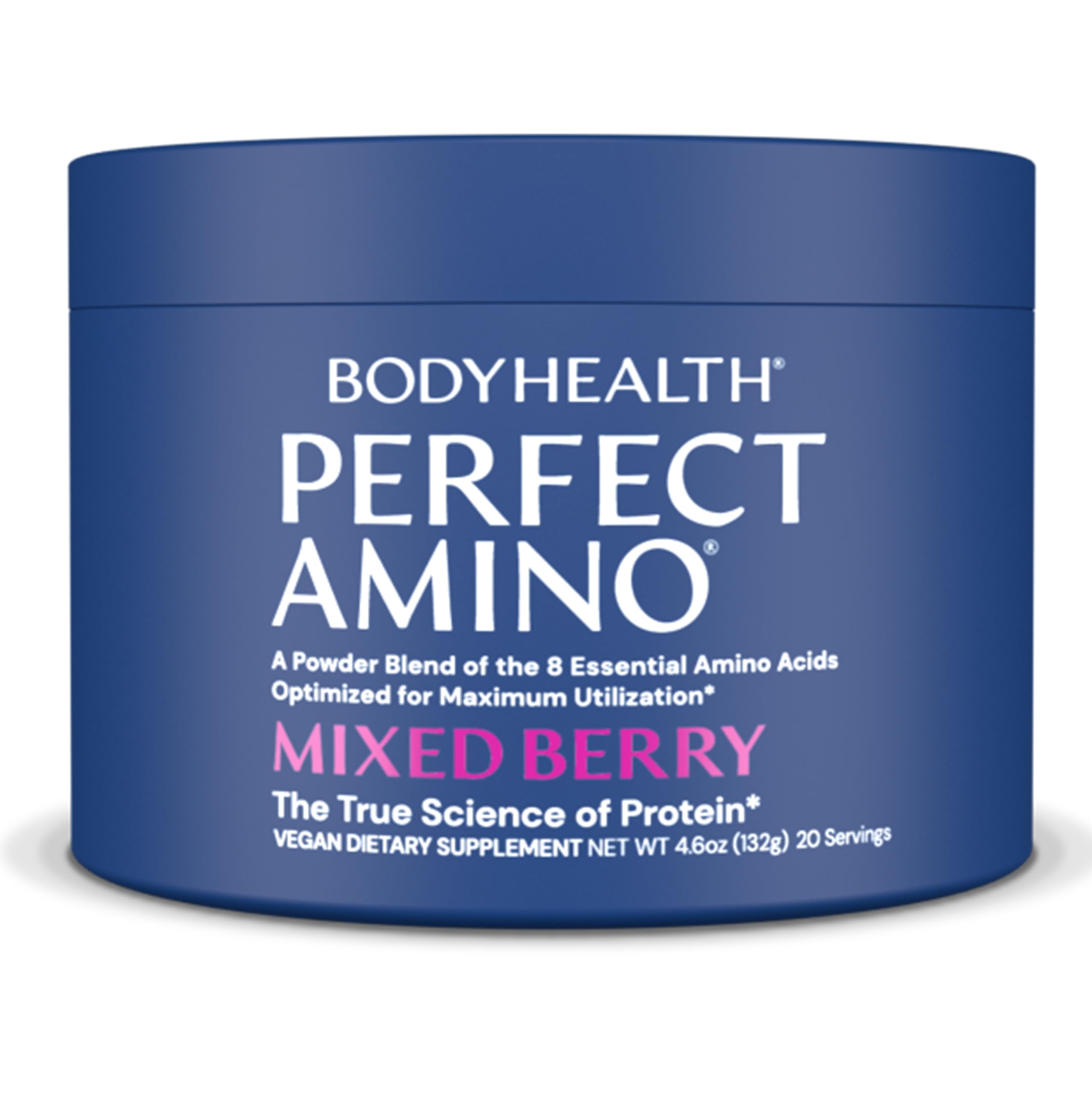 BodyHealth PerfectAmino Powder - Vegan BCAA & EAA Supplement for Pre/Post Workout - Muscle Recovery & Lean Muscle Support for Men & Women - Mixed Berry Flavor (20 Servings) | Ideal for Gym, Fitness & Athletic Performance