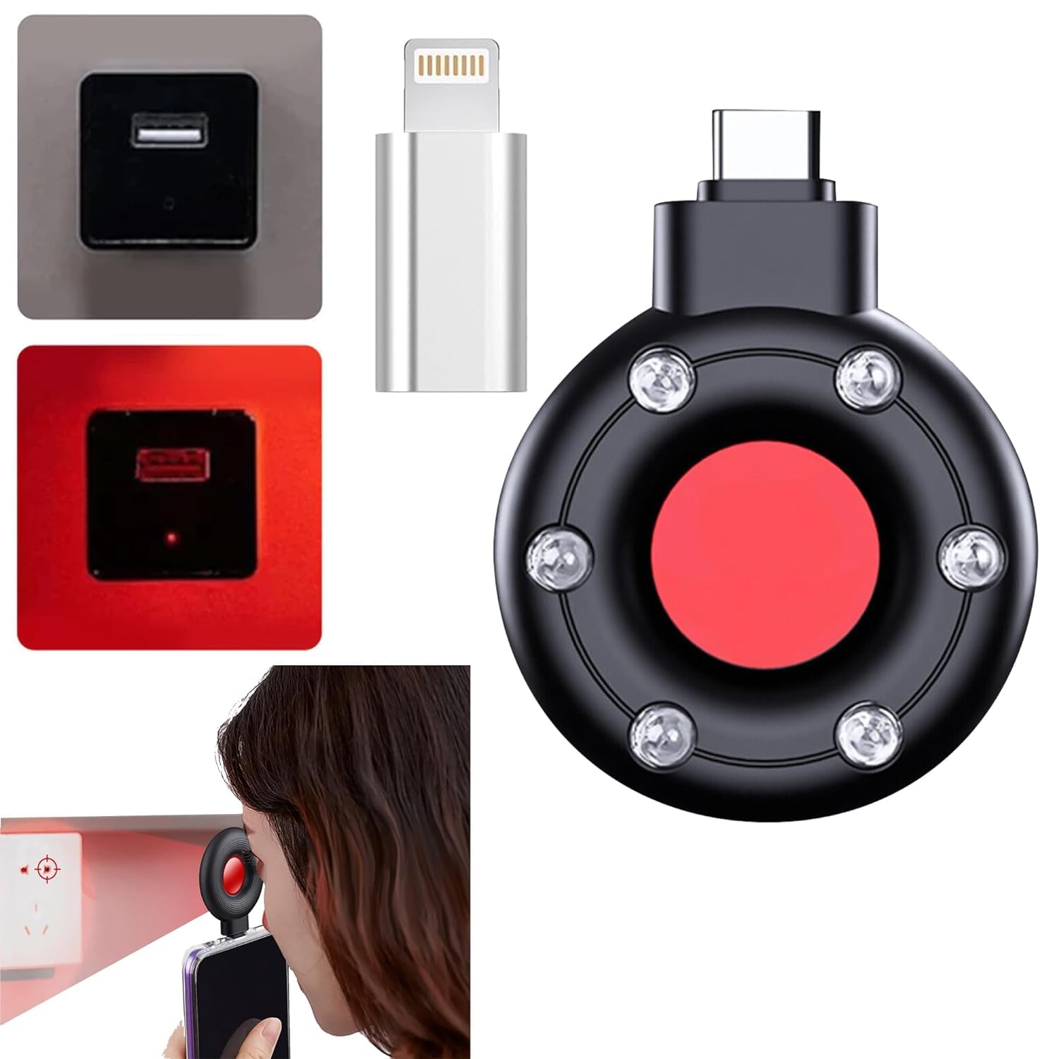 Professional Hidden Camera Detector & Bug Finder Device - Anti Spy Security Scanner for Android Type C | Ideal for Travel, Hotel Rooms, Airbnb & Office Security