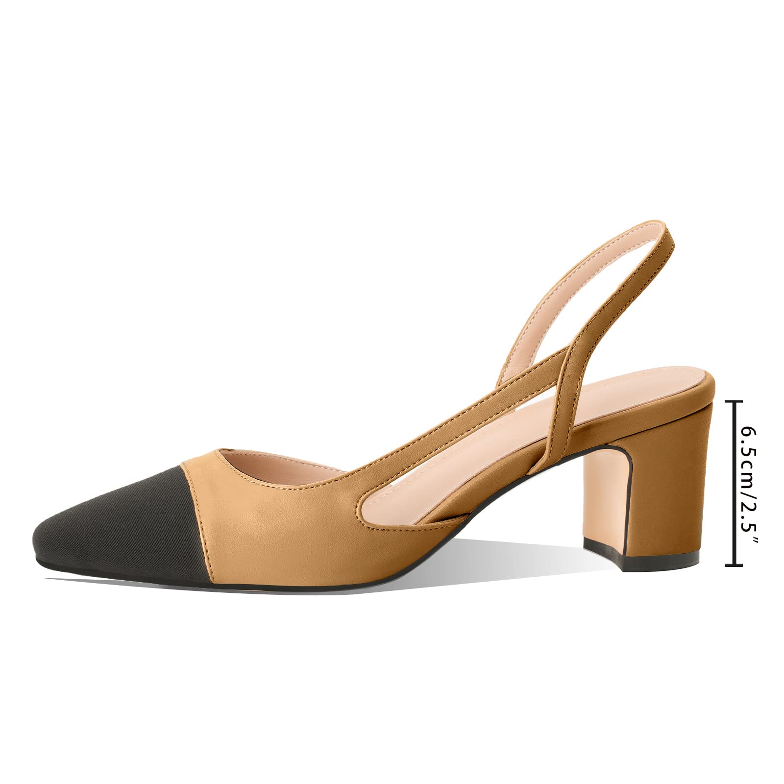 MIRAAZZURRA Women's Chunky Heel Slingback Pumps - Sexy Round Toe Dress Shoes for Wedding, Party & Office Wear | Comfortable Fashion Heels for Women