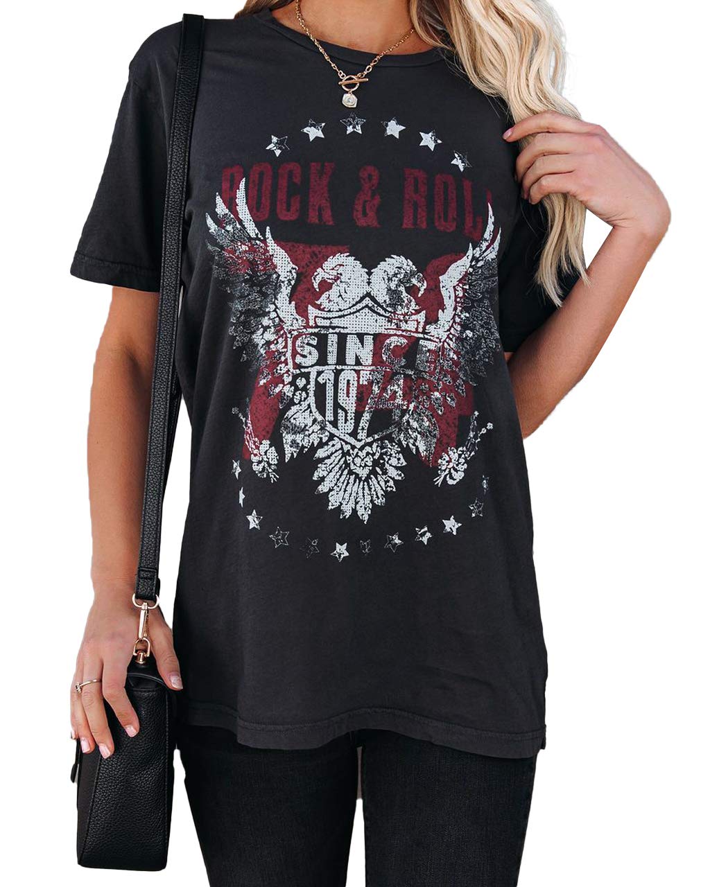 MLEBR Women's Short Sleeve Crew Neck Graphic T-Shirt - Fashion Basic Casual Tee for Everyday Wear, Workout, and Street Style Outfits
