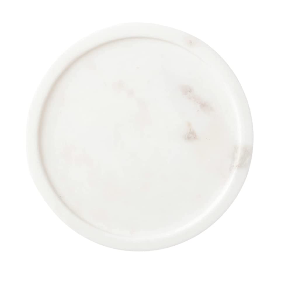 Serein 6 Inch Round Marble Decorative Tray - Elegant Vanity Organizer for Bathroom Counter, Dresser, Bedroom & Kitchen - Perfect for Jewelry, Perfume, Keys & Home Decor Accessories