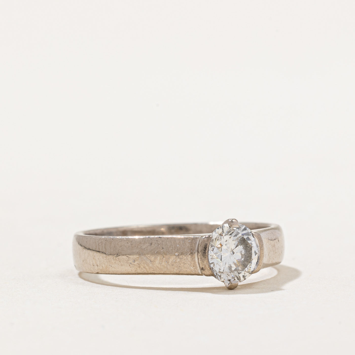 0.65ct Solitaire Diamond Engagement Ring for Women - Size 7.25 | Round Cut 14K White Gold Wedding Band | Perfect Proposal Gift for Anniversary, Valentine's Day & Special Occasions