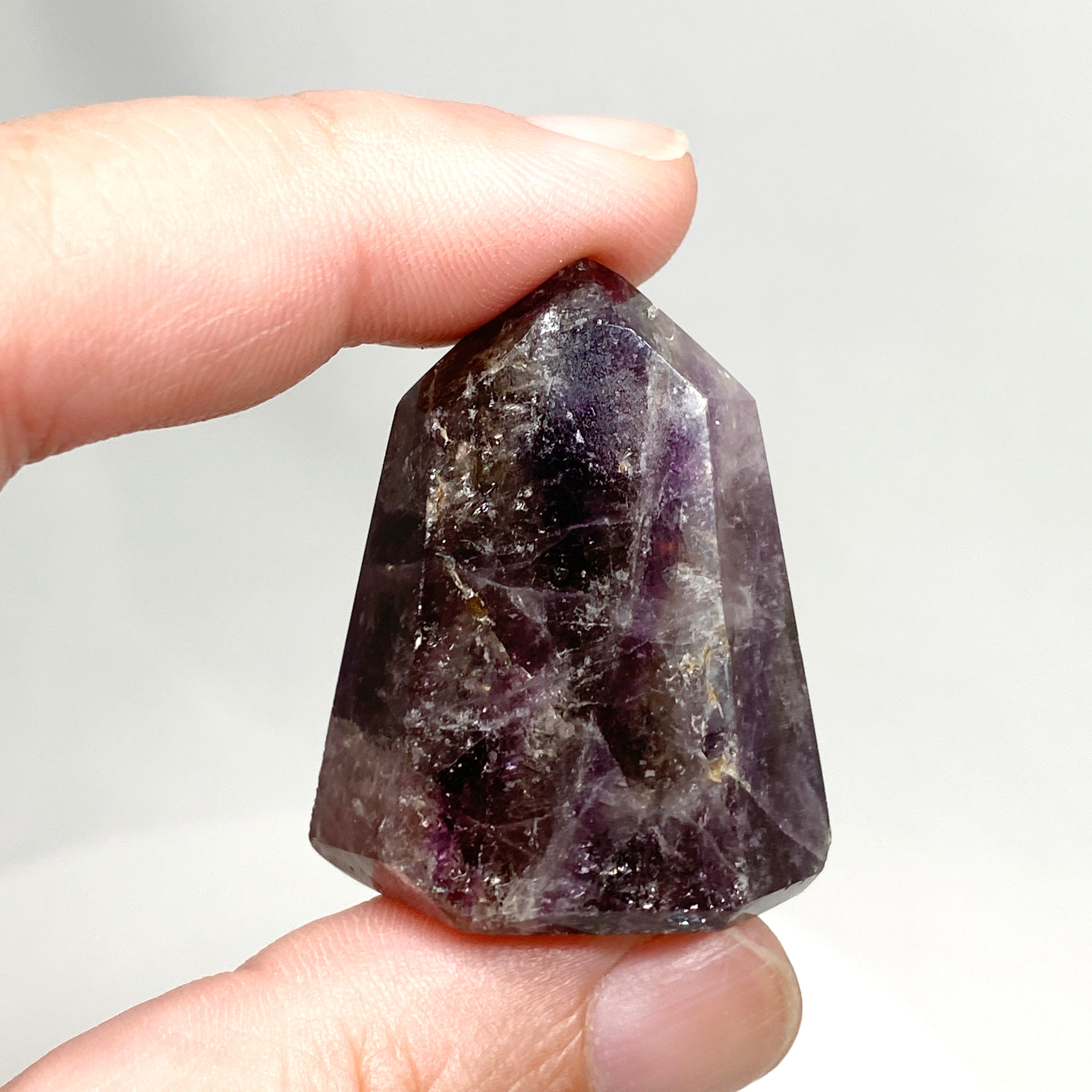 Natural Smokey Amethyst & Clear Quartz Crystal Point - Healing Stone for Meditation, Reiki, Chakra Balancing & Home Decor (CR3457)