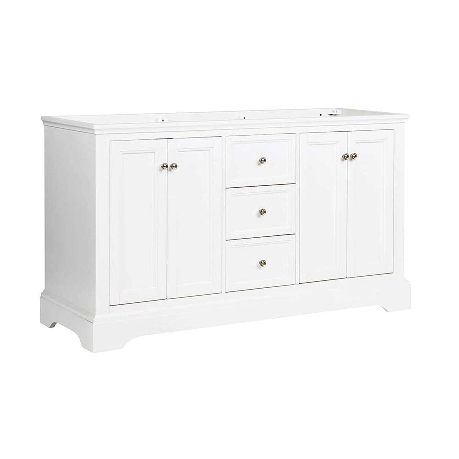 Fresca Windsor 60 Inch Matte White Traditional Double Sink Bathroom Vanity Cabinet - Sink Not Included | Perfect for Master Bathroom & Guest Bathroom Renovation
