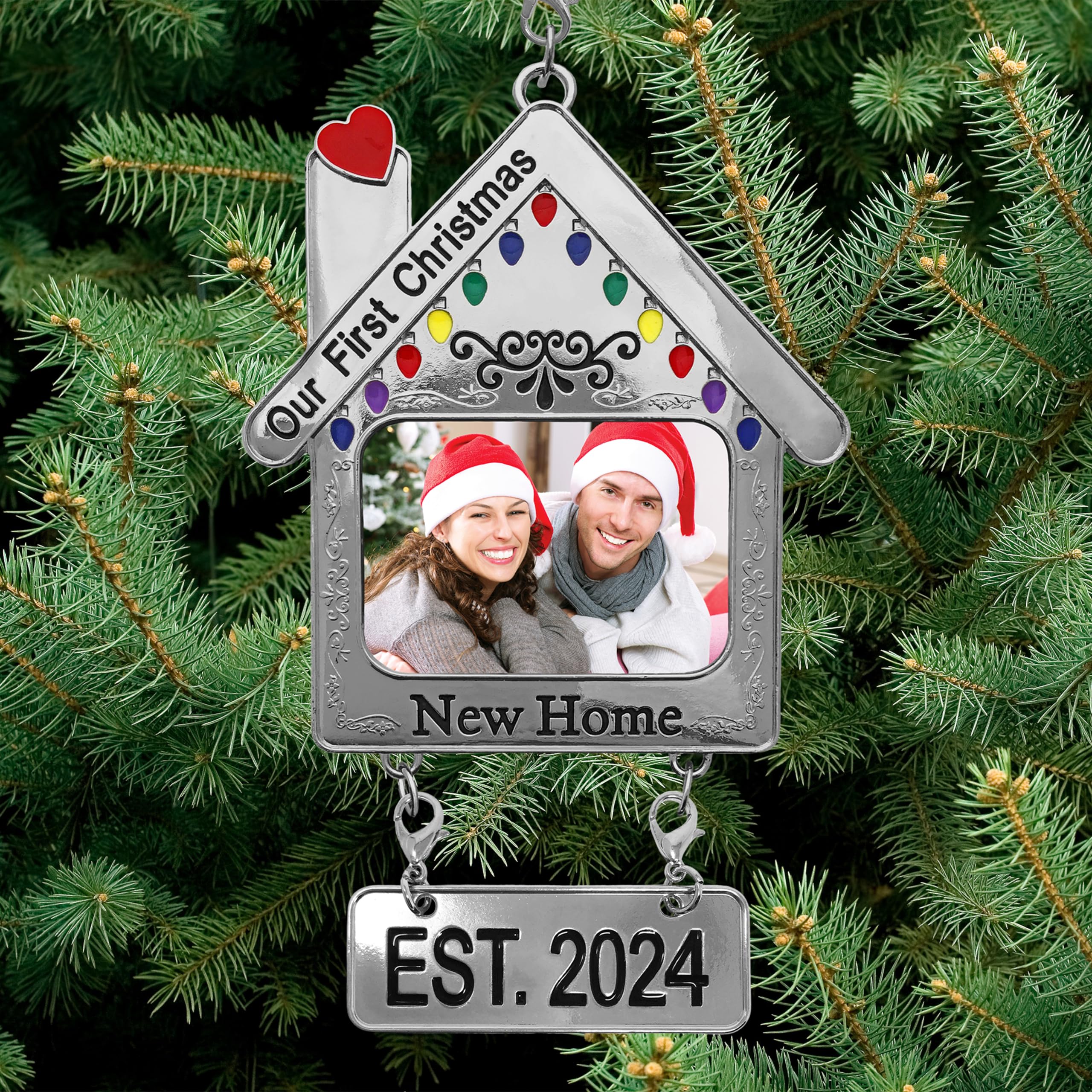 2024 Our New Home Christmas Ornament - First Christmas in New House EST. 2024 - Personalized Picture Keepsake - Housewarming Gift for New Homeowners - Includes Gift Bag - Perfect for Tree Decor & Holiday Memories