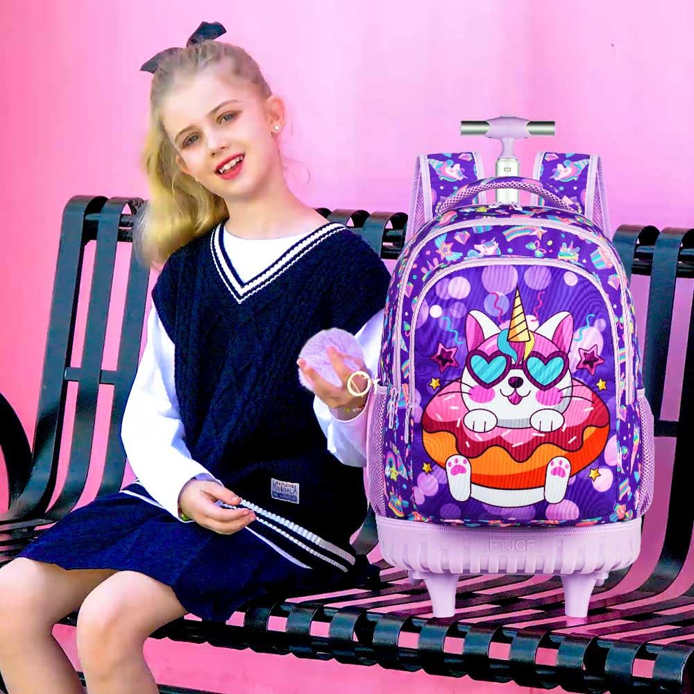 3PCS Kids Rolling Backpack with Wheels - Durable Wheeled School Bag for Boys & Girls, Includes Lunch Bag - Perfect for School, Travel & Daily Use