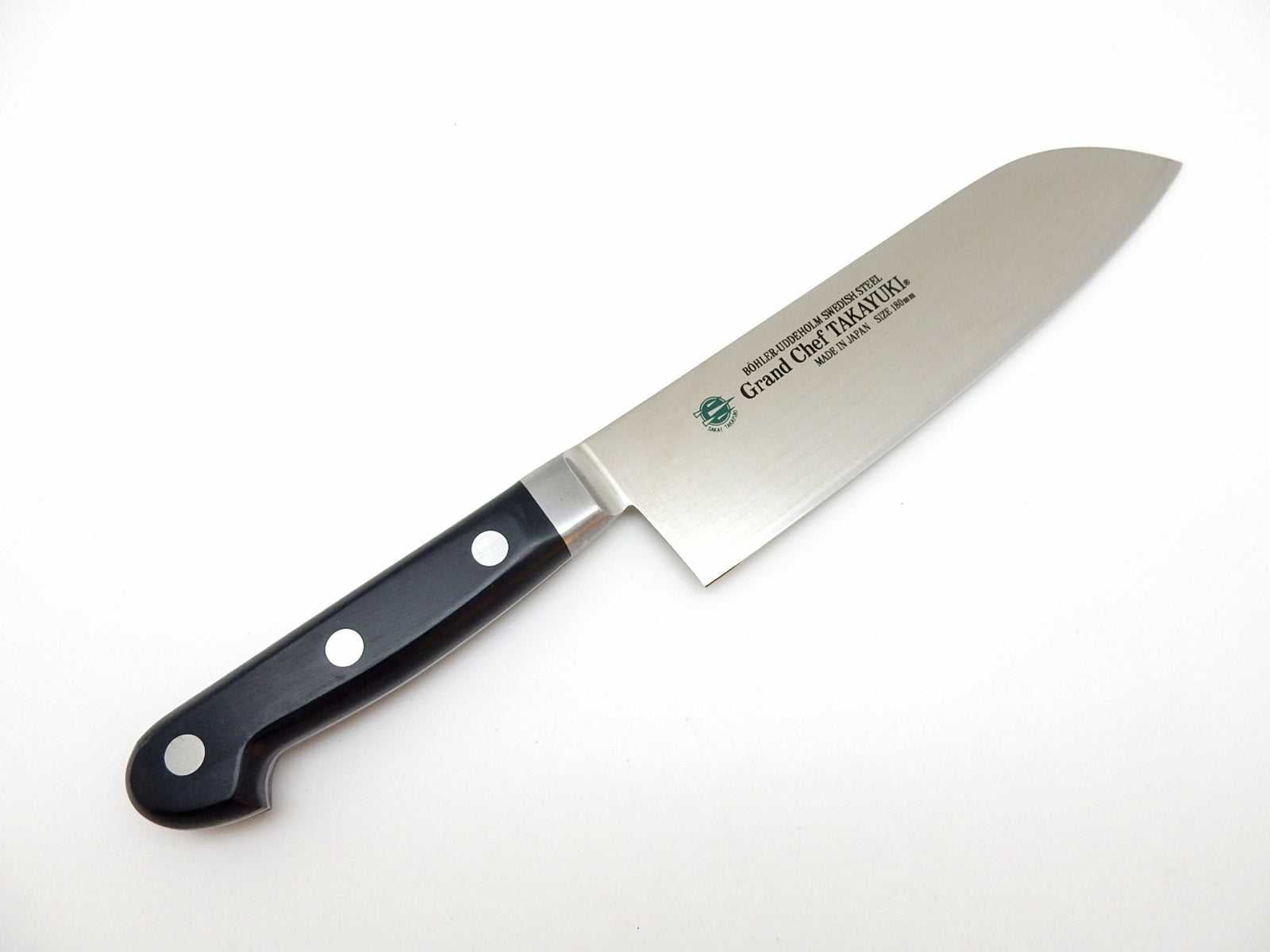 Premium Sakai Takayuki GRAND CHEF 180mm Santoku Knife - Swedish Stainless Steel Blade - Perfect for Slicing, Dicing & Mincing Vegetables, Meat & Fish - Ideal for Home Chefs & Professional Kitchens