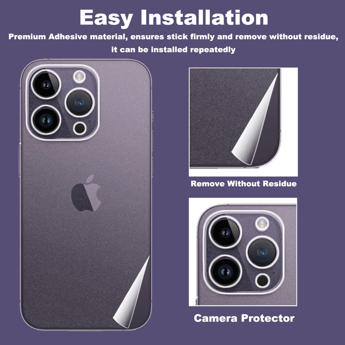 2 Pack iPhone 14 Pro Max Back Screen Protector - Full Coverage Flexible PVC Camera & Side Edge Protection, Anti-Scratch Matte Film for iPhone 14 Pro Max - Perfect for Daily Use, Travel & Outdoor Activities