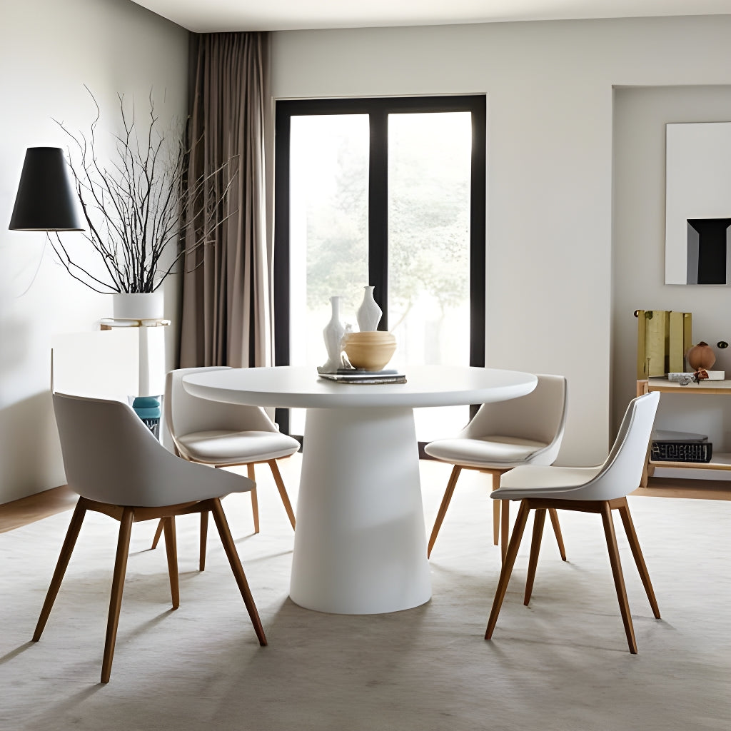 ROCCO 80cm White Concrete Dining Table - Indoor & Outdoor Use for Patio, Garden, and Backyard Dining