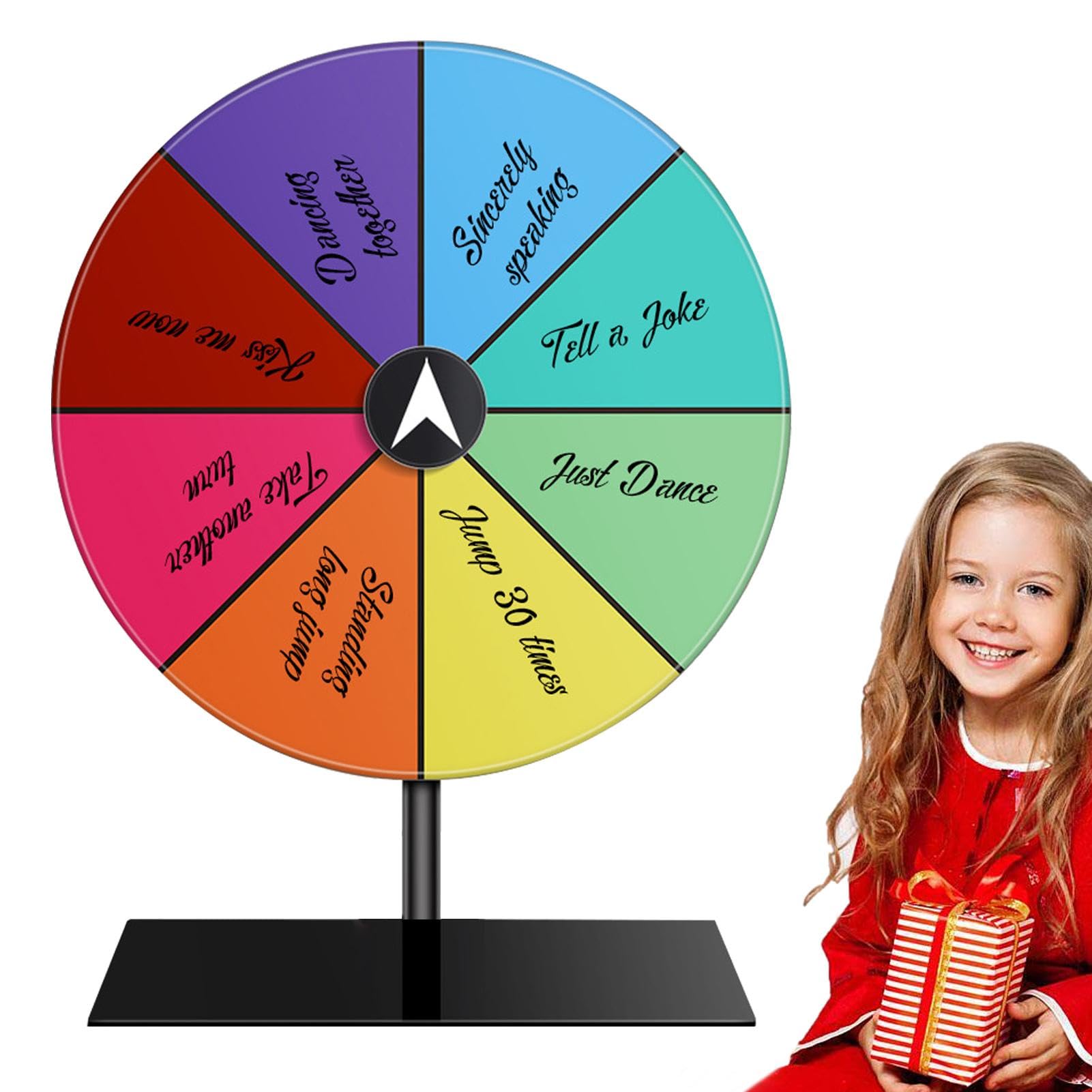 8-Slot Color Tabletop Prize Spin Wheel - Acrylic Dry Erase Spinner Game with 360° Rotation for Carnivals, Festivals, Parties & Classroom Activities - Perfect for Decision Making, Raffles & Fun Games (Model: OM3245RJ5D8V72144)