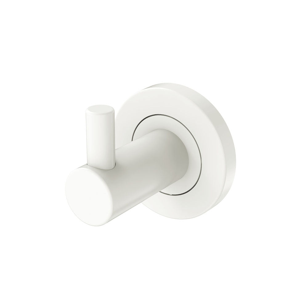 Fienza 82804MW Kaya Robe Hook - Matte White Wall Mounted Bathroom Towel Hanger for Robes, Coats & Accessories - Perfect for Bathroom, Bedroom & Spa Decor