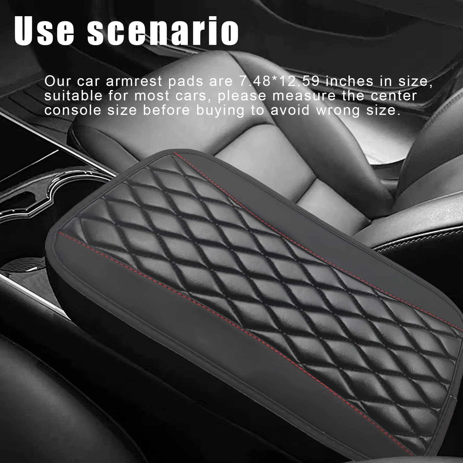 Universal Car Center Console Cushion Pad - Waterproof Leather Armrest Cover with Anti-Scratch Protection for Most Cars, SUVs & Vehicles (Black) | Perfect for Long Drives, Commuting & Interior Protection