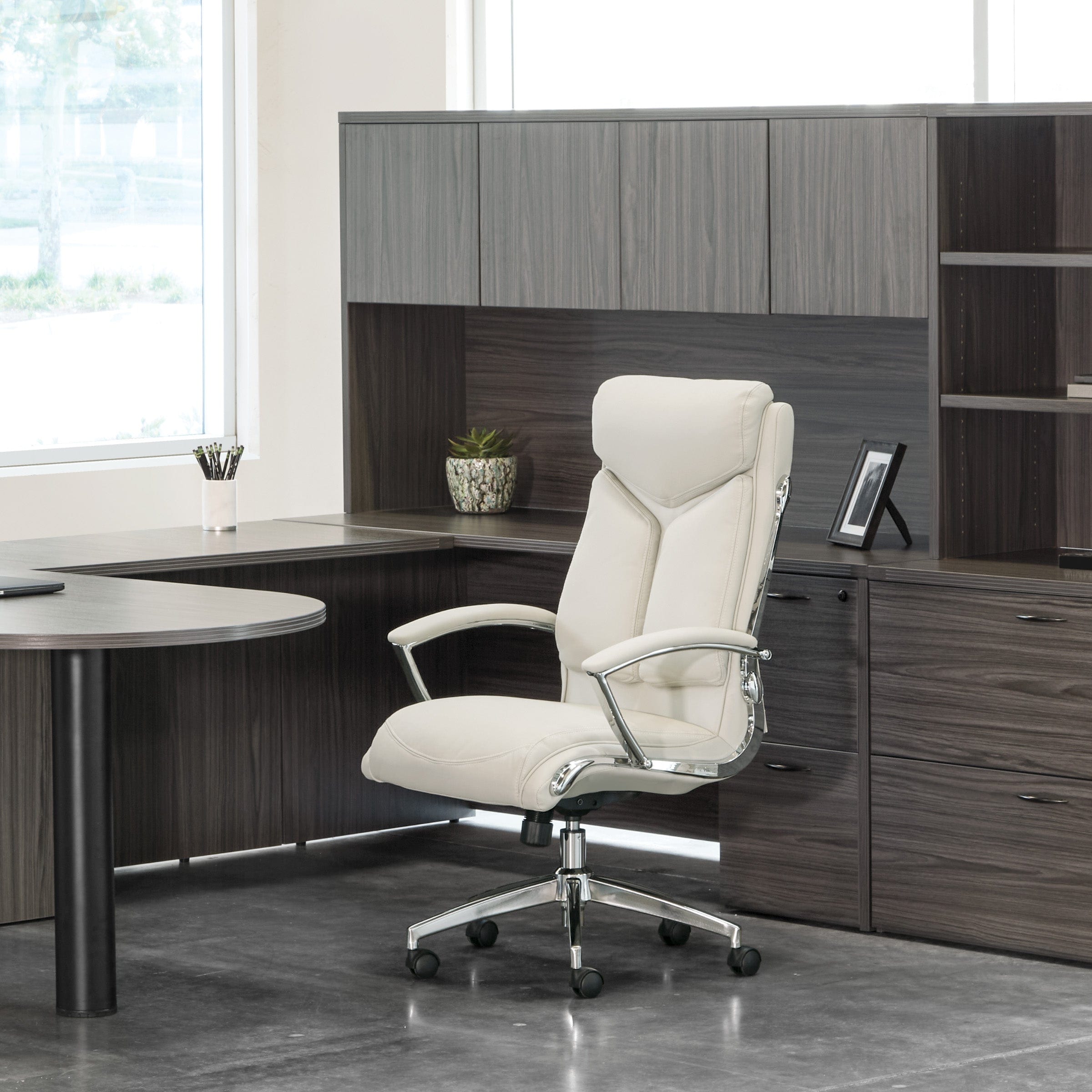 Office Star Work Smart™ Executive High Back Chair - Faux Leather Ergonomic Office Chair [FL90071C] for Home & Business Workspaces