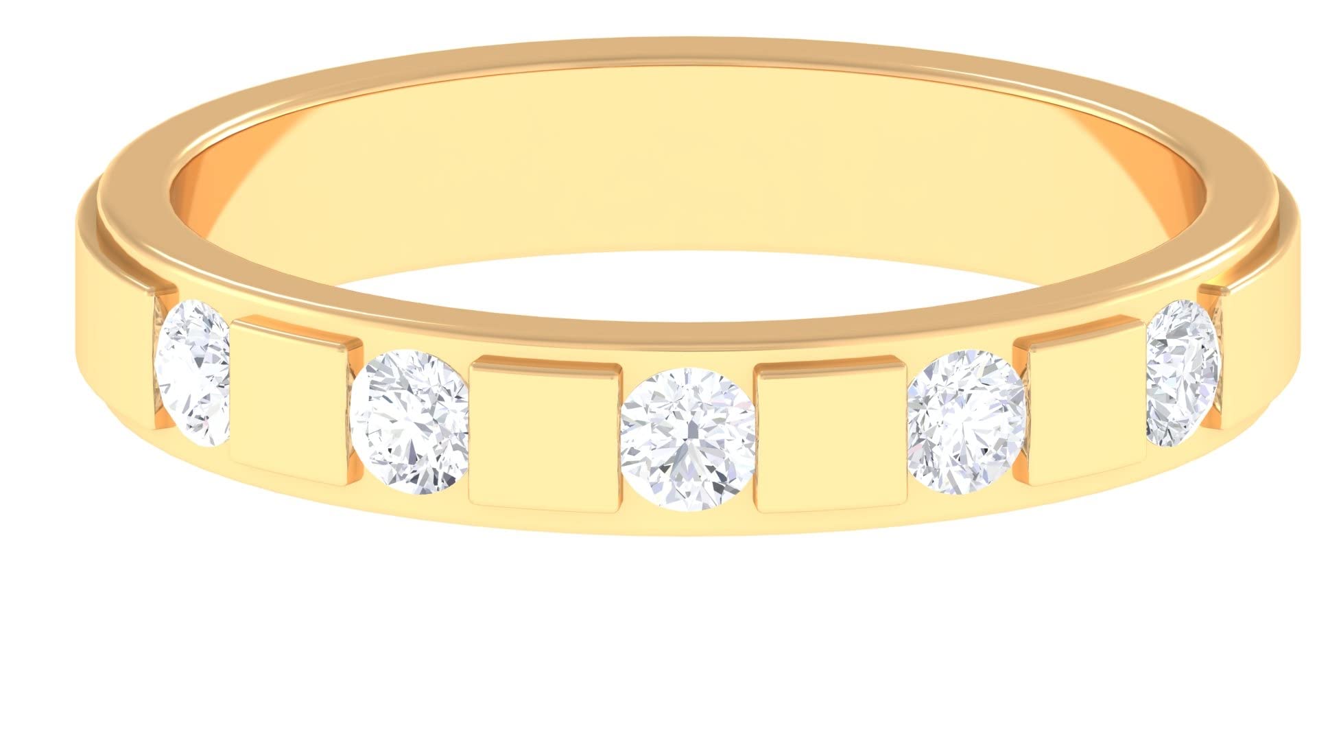 1/4 CT Diamond Band Ring for Women - 14K Solid Gold Simple Channel Set April Birthstone Ring | Elegant Wedding, Engagement, Anniversary & Everyday Jewelry Gift