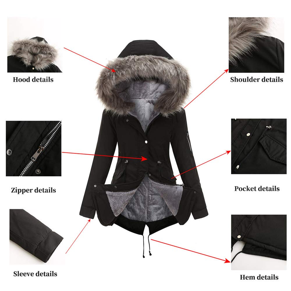 YGJKLIS Women's Winter Jacket - Waterproof Snow Coat with Faux Fur Hood & Detachable Fur Collar, Plus Size Mid-Length Outdoor Parka for Skiing, Snowboarding & Cold Weather Activities