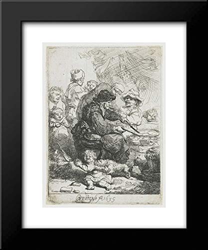 Rembrandt The Pancake Woman 20x24 Inch Framed Art Print - Vintage Dutch Masterpiece for Kitchen Decor & Dining Room Wall Art