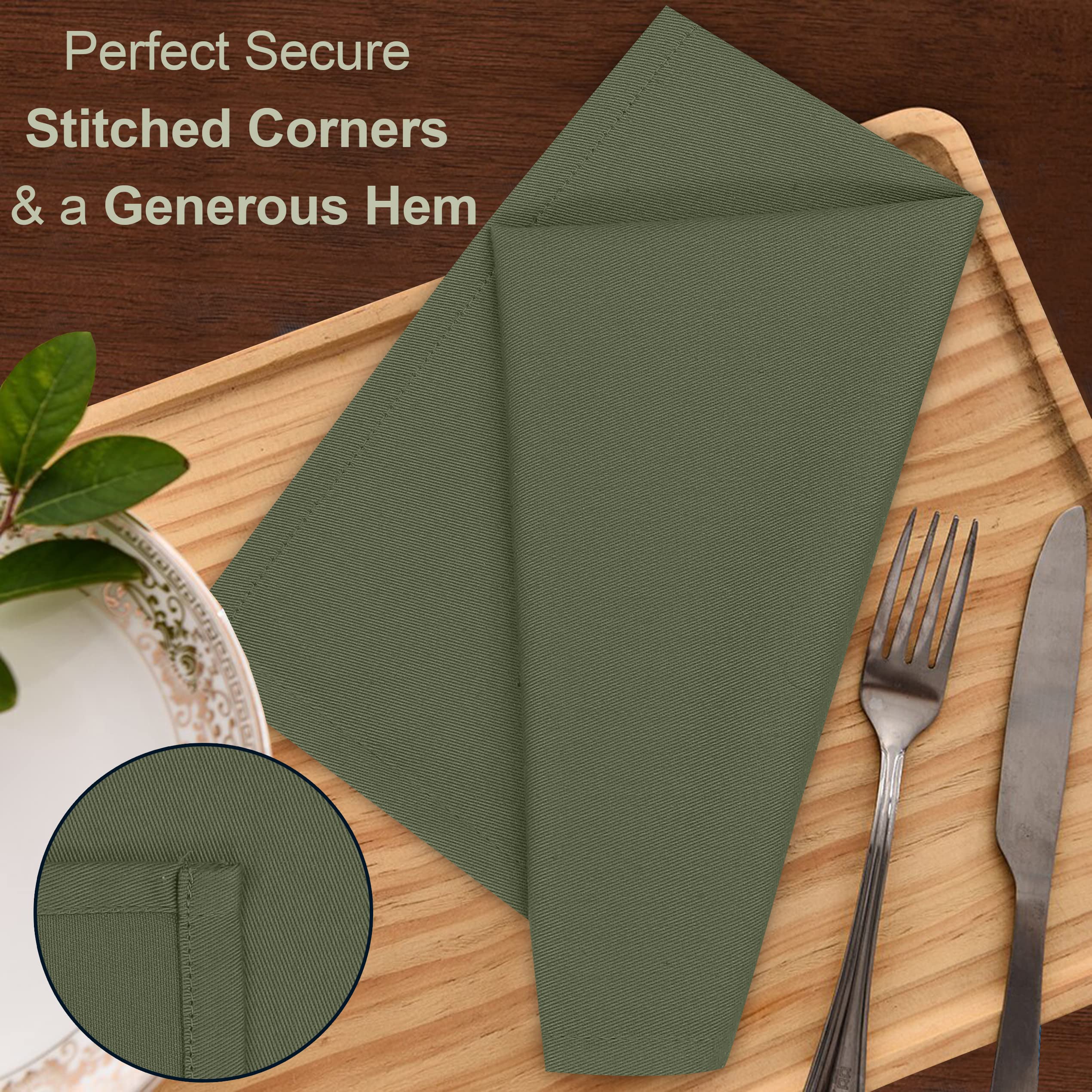Ruvanti 12-Pack Premium Cotton Blend Cloth Napkins 18x18 Inches - Soft, Durable & Absorbent Washable Dinner Napkins for Restaurants, Weddings, Parties & Everyday Use - Perfect for Fine Dining, Casual Meals & Special Events (Martini Olive Design)