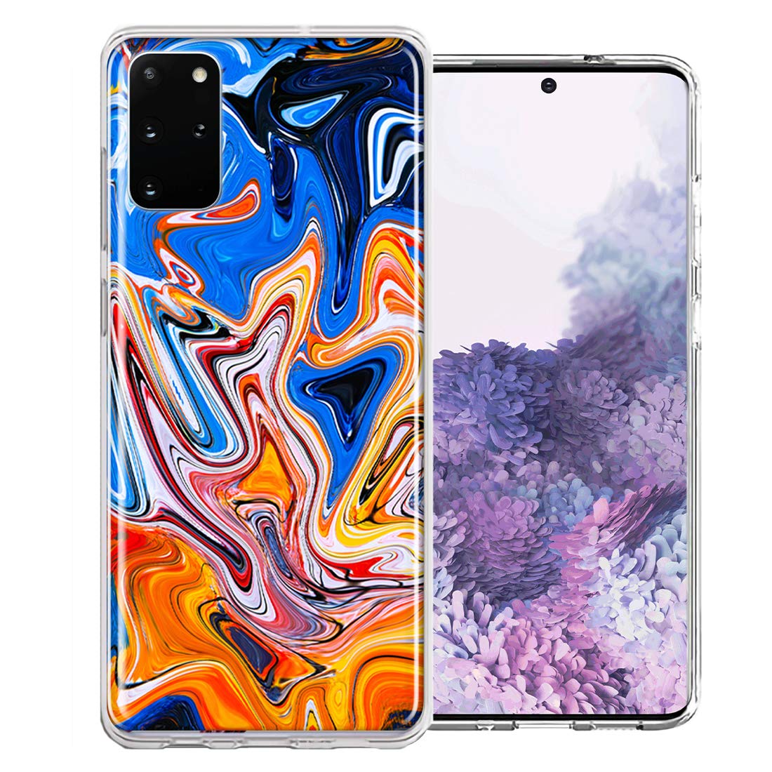 Samsung Galaxy S20 Case - Blue & Orange Abstract Design Dual Layer Protective Phone Cover for Shock Absorption | Perfect for Daily Use, Travel & Outdoor Activities