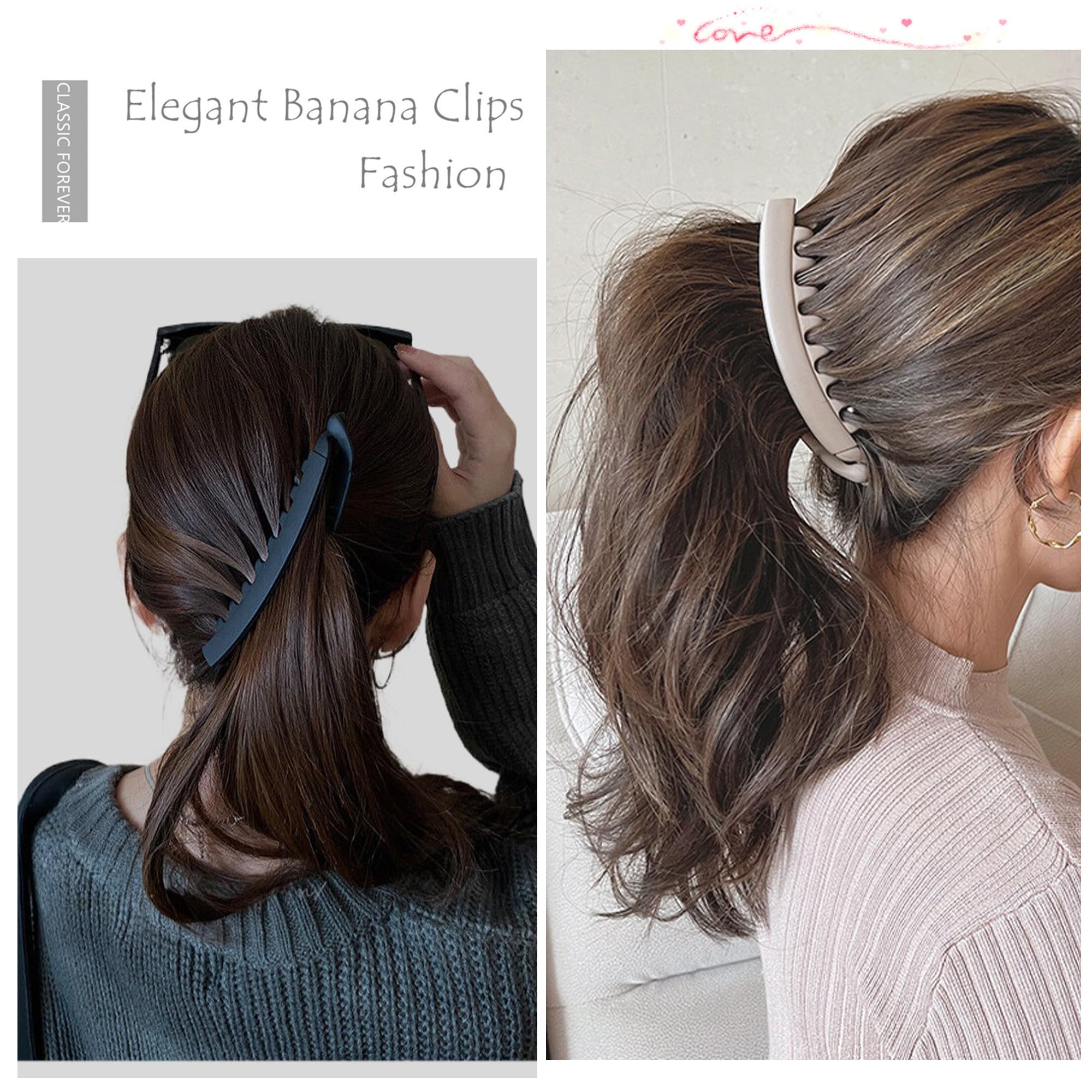 6 Pack Large Banana Hair Clips for Women - 5 Inch Non-Slip Hair Claw for Thin, Fine or Thick Hair - Perfect for Ponytails, Buns and Everyday Hairstyles