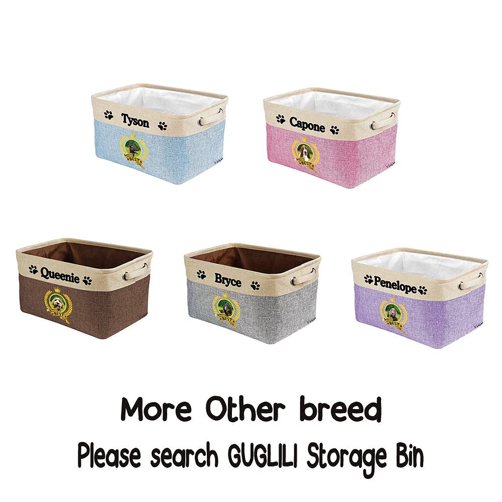 Custom Collapsible Dog Toy Storage Basket with Handles - Foldable Pet Toy Organizer Bin for Golden Labradoodle Dogs & Cats - Perfect for Bedroom, Closet & Home Organization (Brown) - Great for Pet Toy Storage, Travel & Small Space Organization