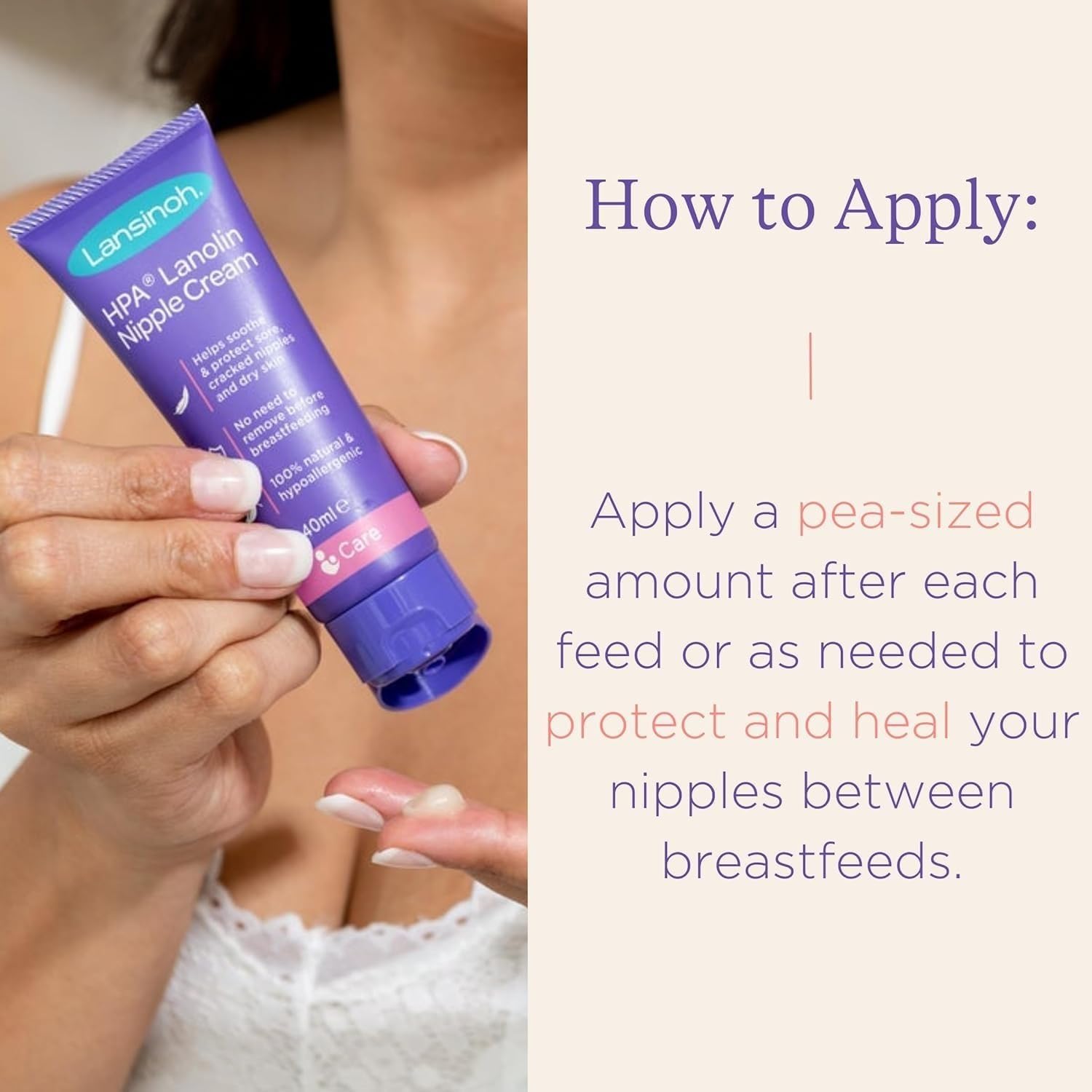 Lansinoh HPA Lanolin Nipple Cream for Breastfeeding - 100% Natural, Tasteless & Odorless - Soothes Sore, Cracked Nipples - BPA/BPS-Free, Safe for Mom & Baby - Perfect for Hospital Bag & Nursing Essentials (80ml) | Ideal for Postpartum Care & Comfortable Breastfeeding