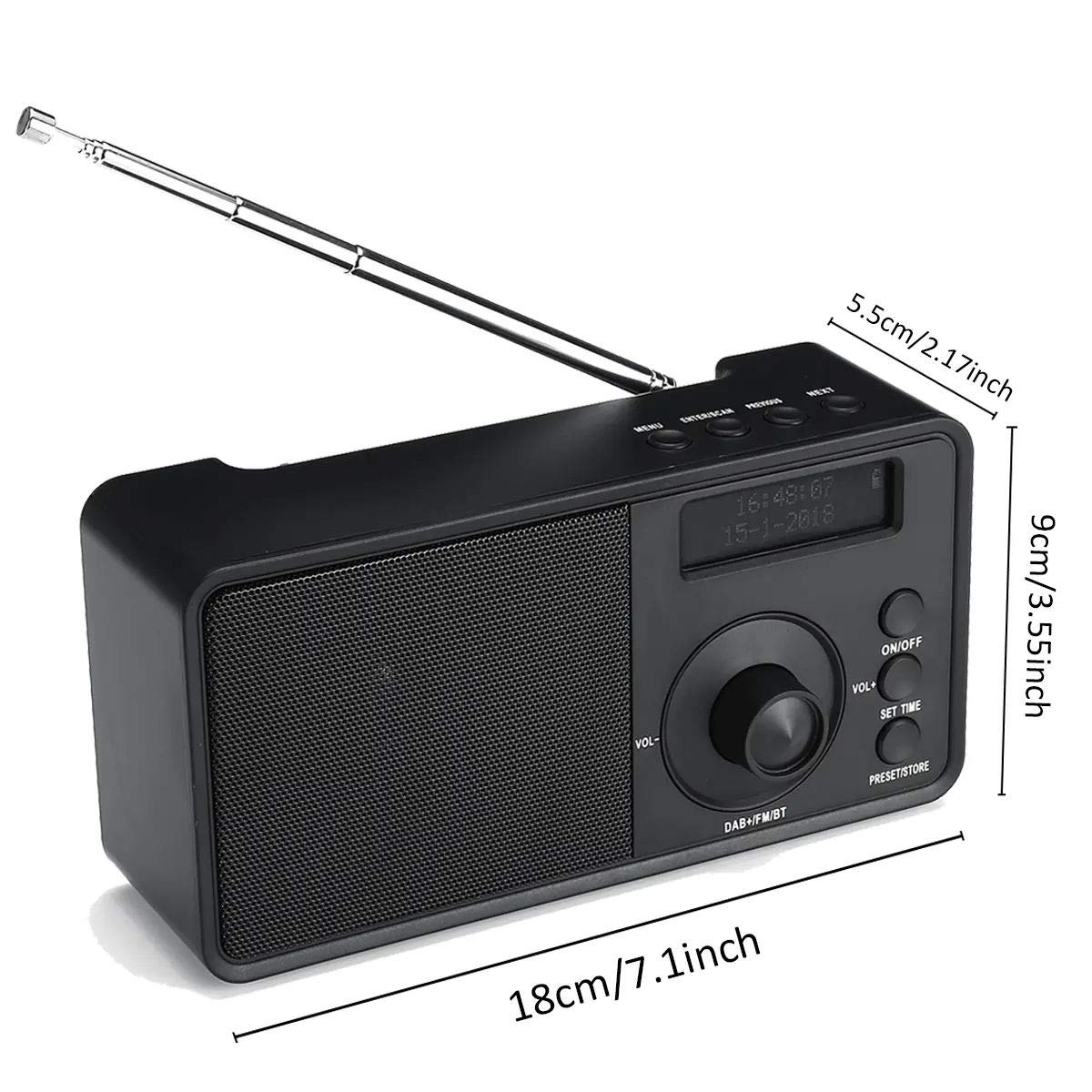 Portable Bluetooth Speaker with Digital Radio, LCD Display, FM, AUX, Alarm Clock - Wireless Stereo Sound for Outdoor, Travel, Home & Office Use