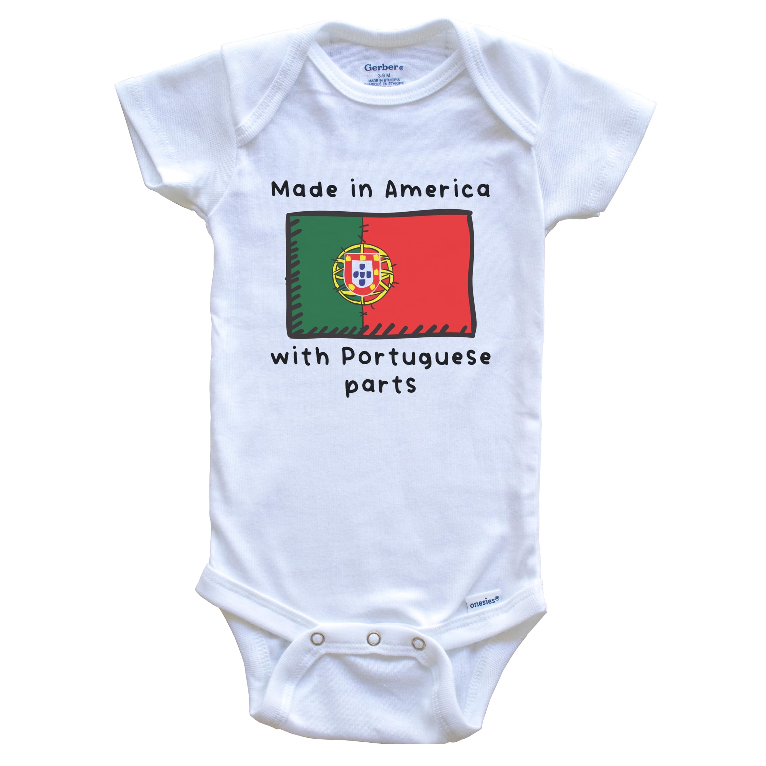 American-Made Portugal Flag One-Piece Baby Bodysuit with Portuguese Fabric | Perfect for Cultural Celebrations, Family Photos & National Pride Outfits