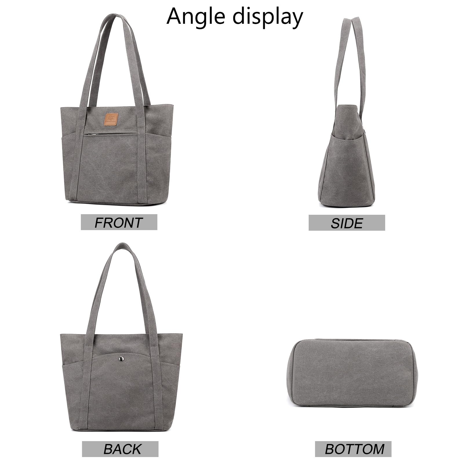 ArcEnCiel Women's Canvas Shoulder Bag with Multiple Pockets & Zipper Closure - Spacious Large Capacity Purse for Work, Travel, and Everyday Use