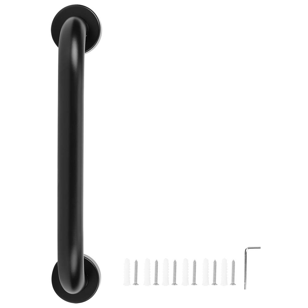 FTVOGUE 30Cm Space Aluminum Black Anti-Slip Bathroom Safety Handrail - Sturdy Bathtub Grab Bar for Elderly & Disabled - Perfect for Shower, Toilet, and Bathroom Safety (Black)