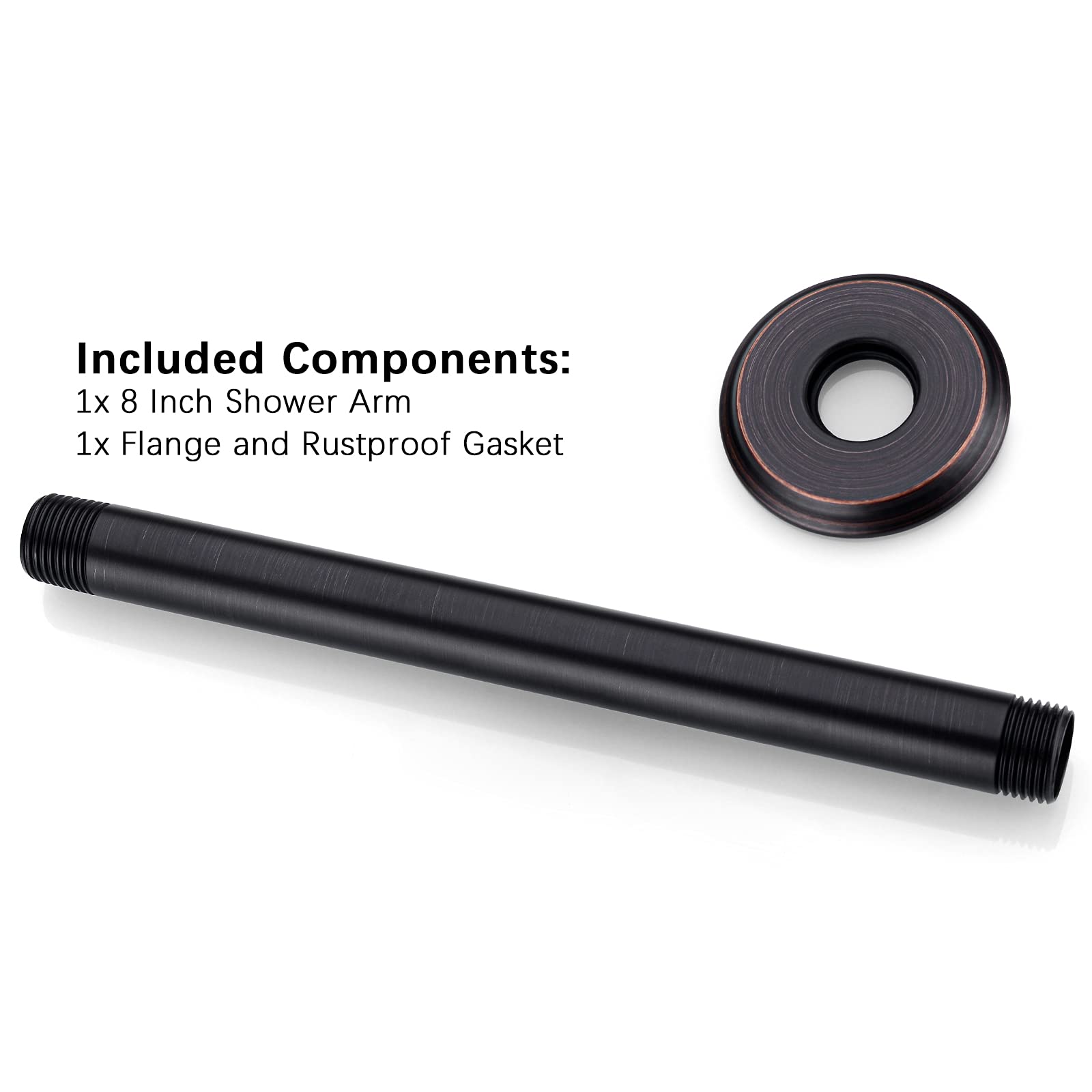 8 Inch Oil Rubbed Bronze Ceiling Mount Shower Arm with Flange - Heavy Duty Rain Shower Head Extension Pipe for Bathroom, Spa & Luxury Hotel Renovation