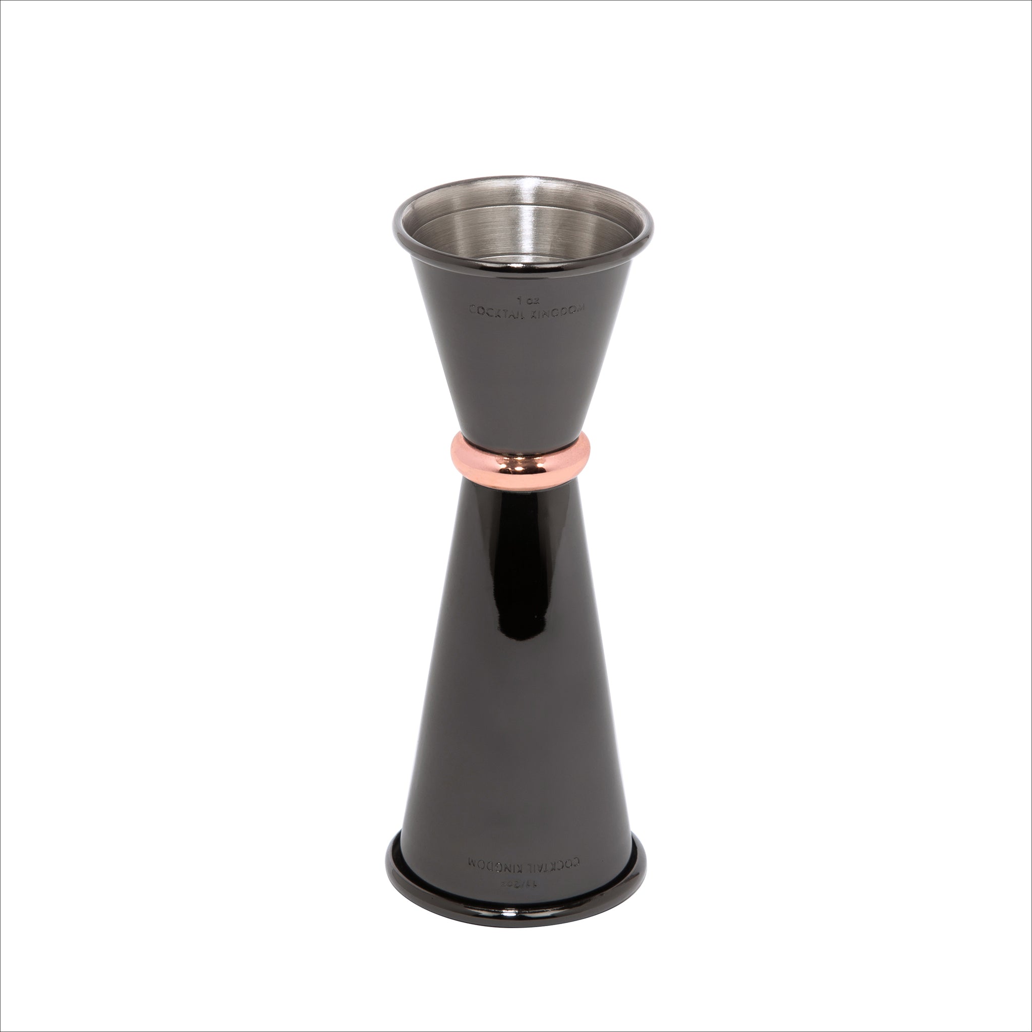 Premium Japanese Style Jigger - Gunmetal Black & Copper Plated Ring - 1oz & 1.5oz Double-Sided Measuring Cup - Perfect for Cocktails, Bartending, and Home Mixology