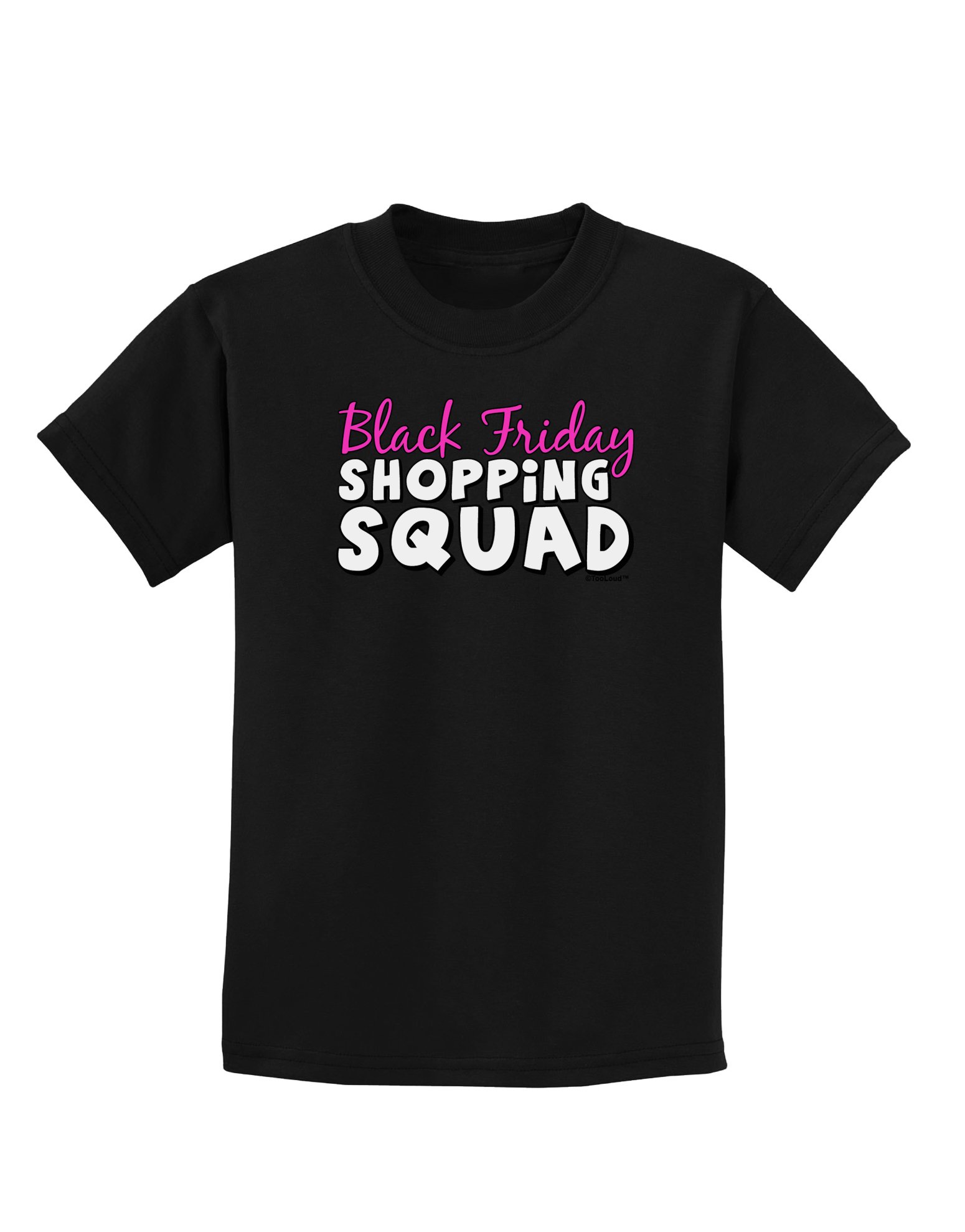 TooLoud Shopping Squad Kids Dark T-Shirt - Cool Graphic Tee for Boys & Girls - Perfect for School, Playdates & Family Outings