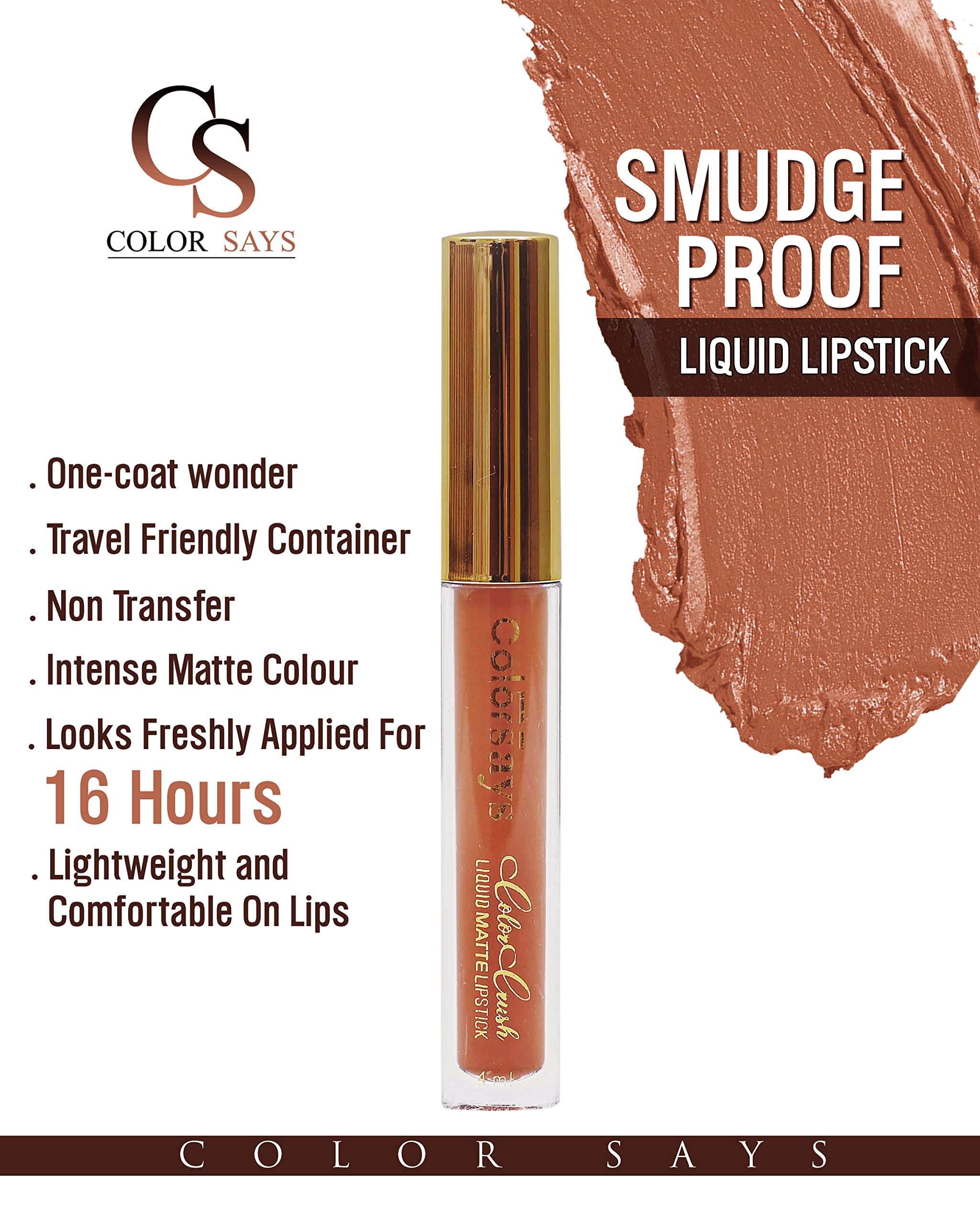 Color Says Liquid Lipstick - Matte Finish, Non-Sticky & Hydrating Formula | Long-Lasting Wear for Parties, Dates & Everyday Makeup