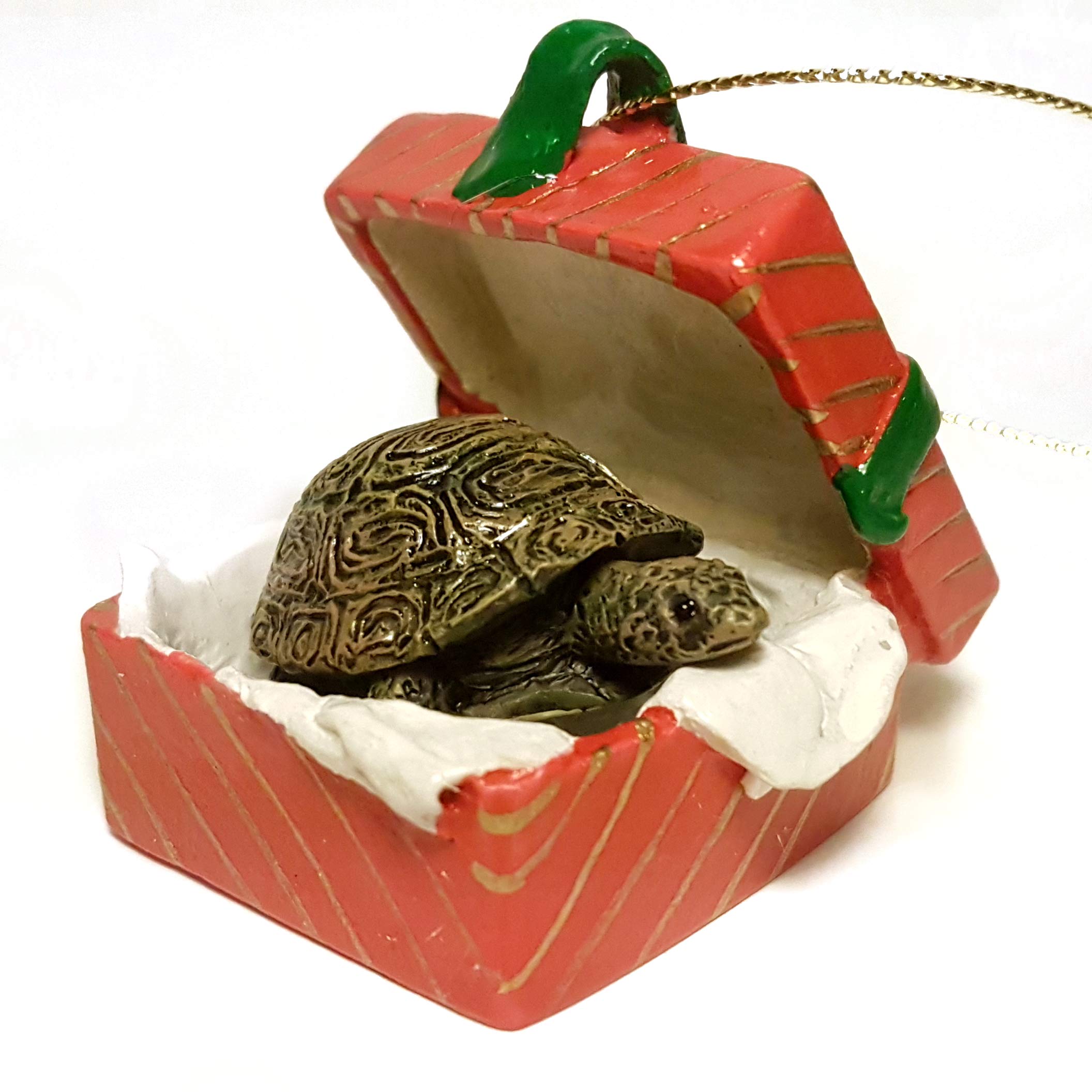 Conversation Concepts Turtle Gift Box Red Ornament - Unique Home Decor for Christmas, Birthday & Housewarming Gifts | Perfect for Holiday Decorations, Party Favors & Collectible Display