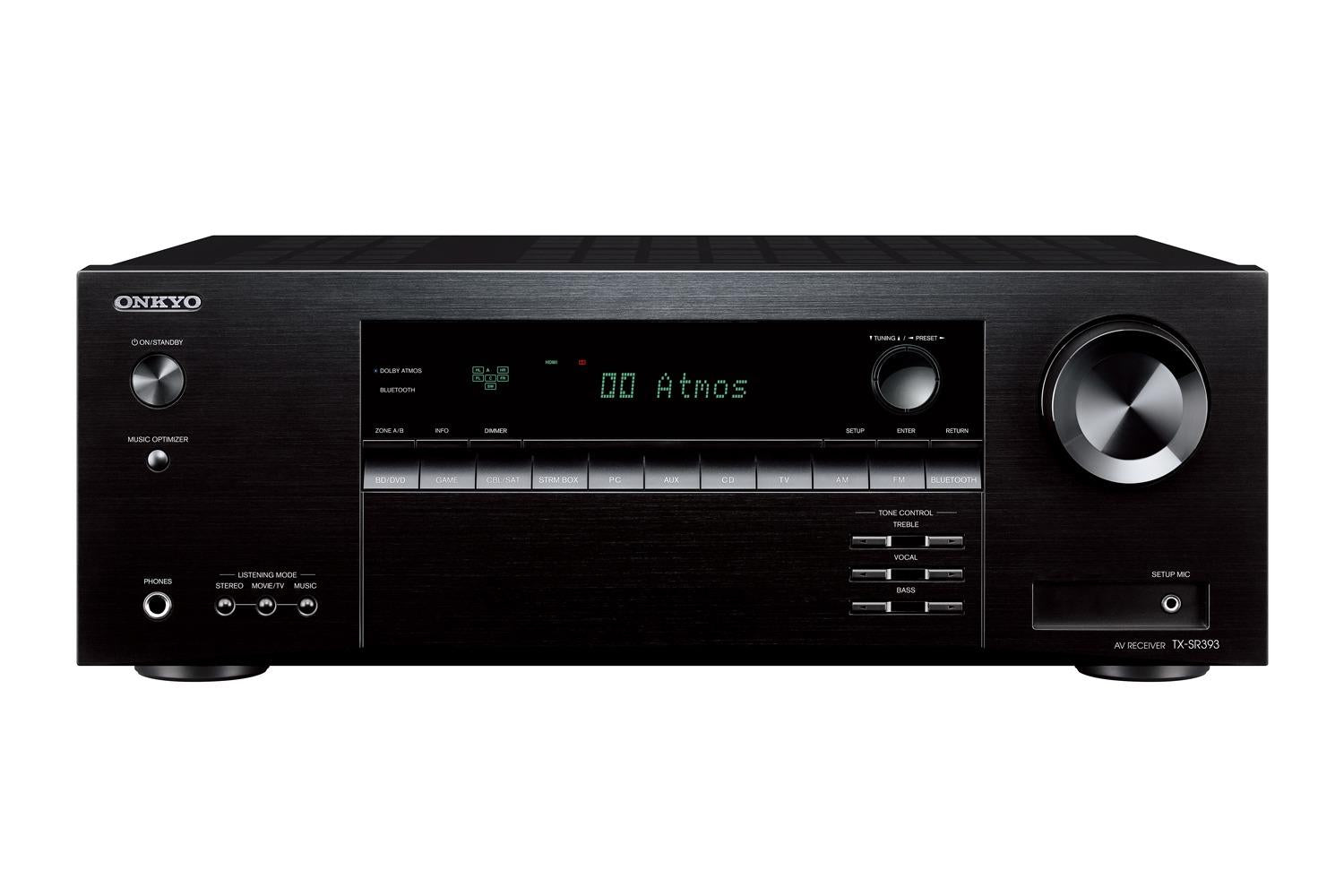 Onkyo TX-SR393 5.2 Channel Dolby Atmos AV Receiver - Home Theater Surround Sound System for Movies, Music & Gaming