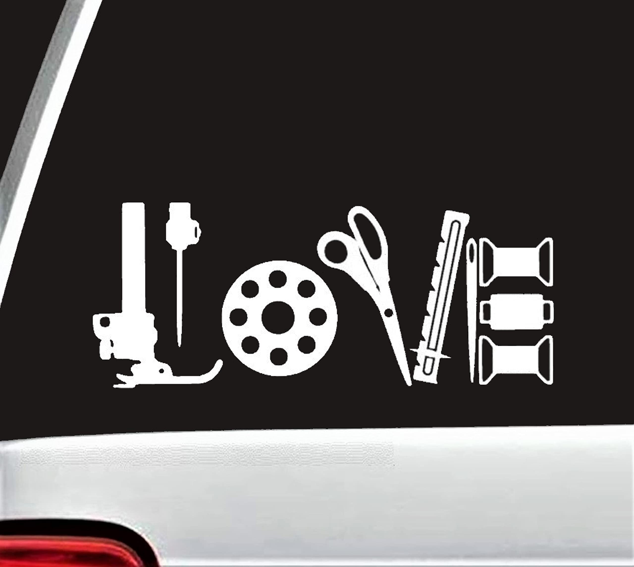 Premium Sewing Machine & Quilting Decal Sticker - Waterproof Vinyl Car Window Decal for Laptop, Tumbler, DIY Crafts - Perfect for Sewing Enthusiasts & Quilters