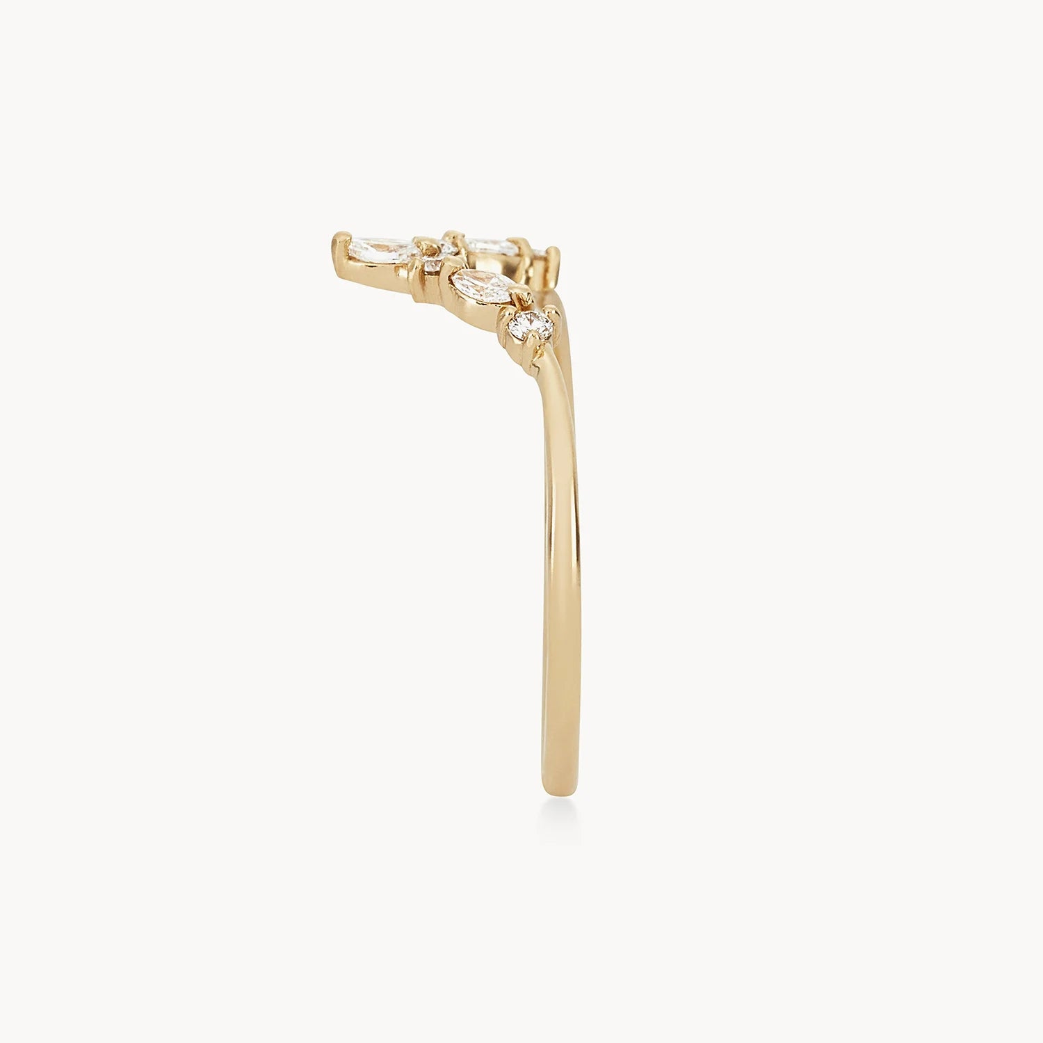 14K Yellow Gold Moonbow Ring with White Diamonds - Elegant Jewelry for Women, Perfect for Weddings, Anniversaries & Special Occasions