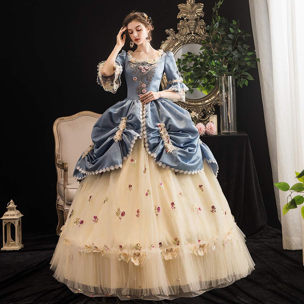 KEMAO Rococo Victorian Baroque Marie Antoinette Dress - Renaissance Period Ball Gown for Cosplay, Historical Reenactment & Themed Parties