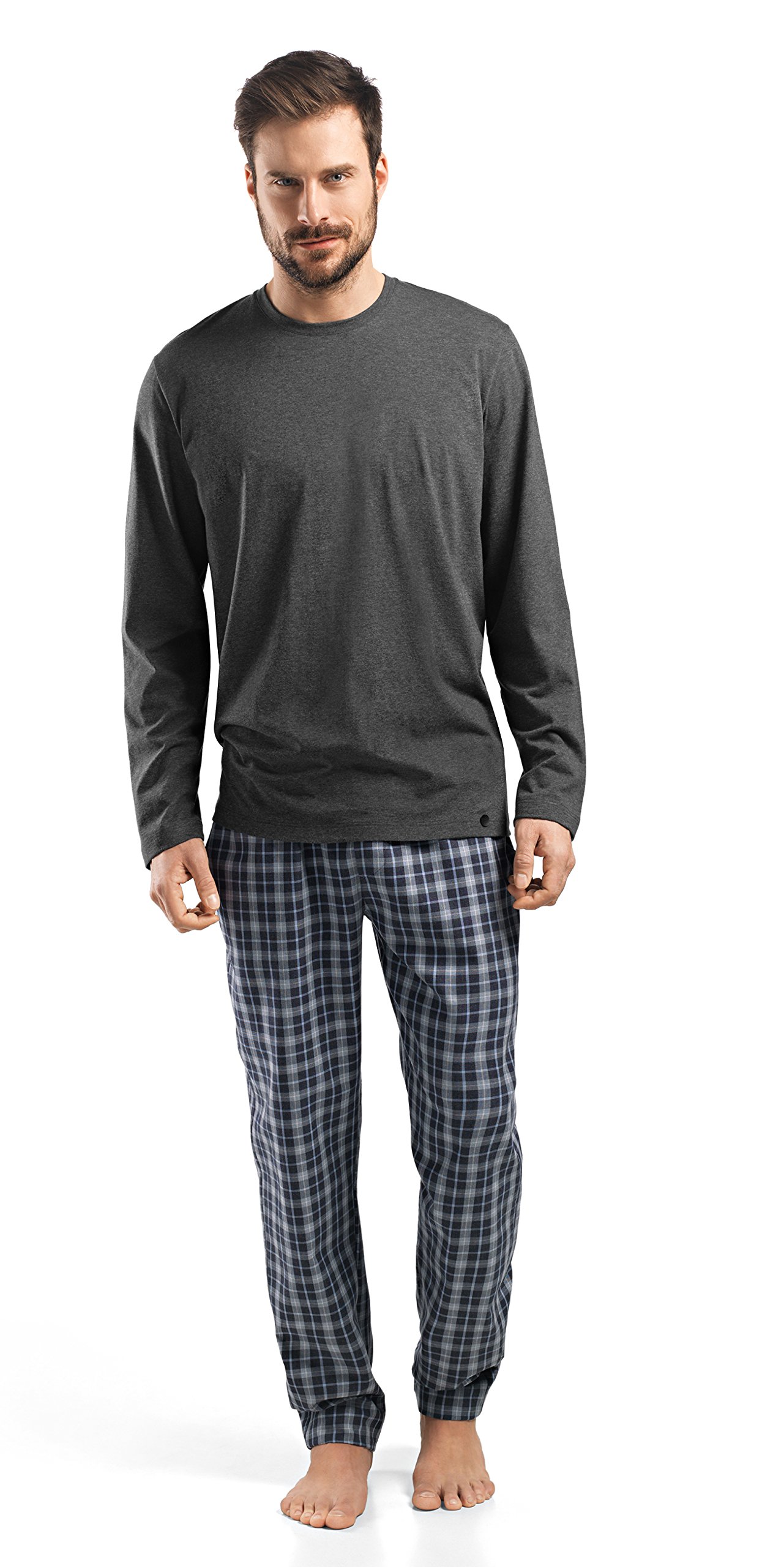 HANRO Men's Night and Day Long Sleeve Shirt | Premium Comfort Cotton Dress Shirt for Work & Travel | Business Casual Office Wear & Everyday Outfits