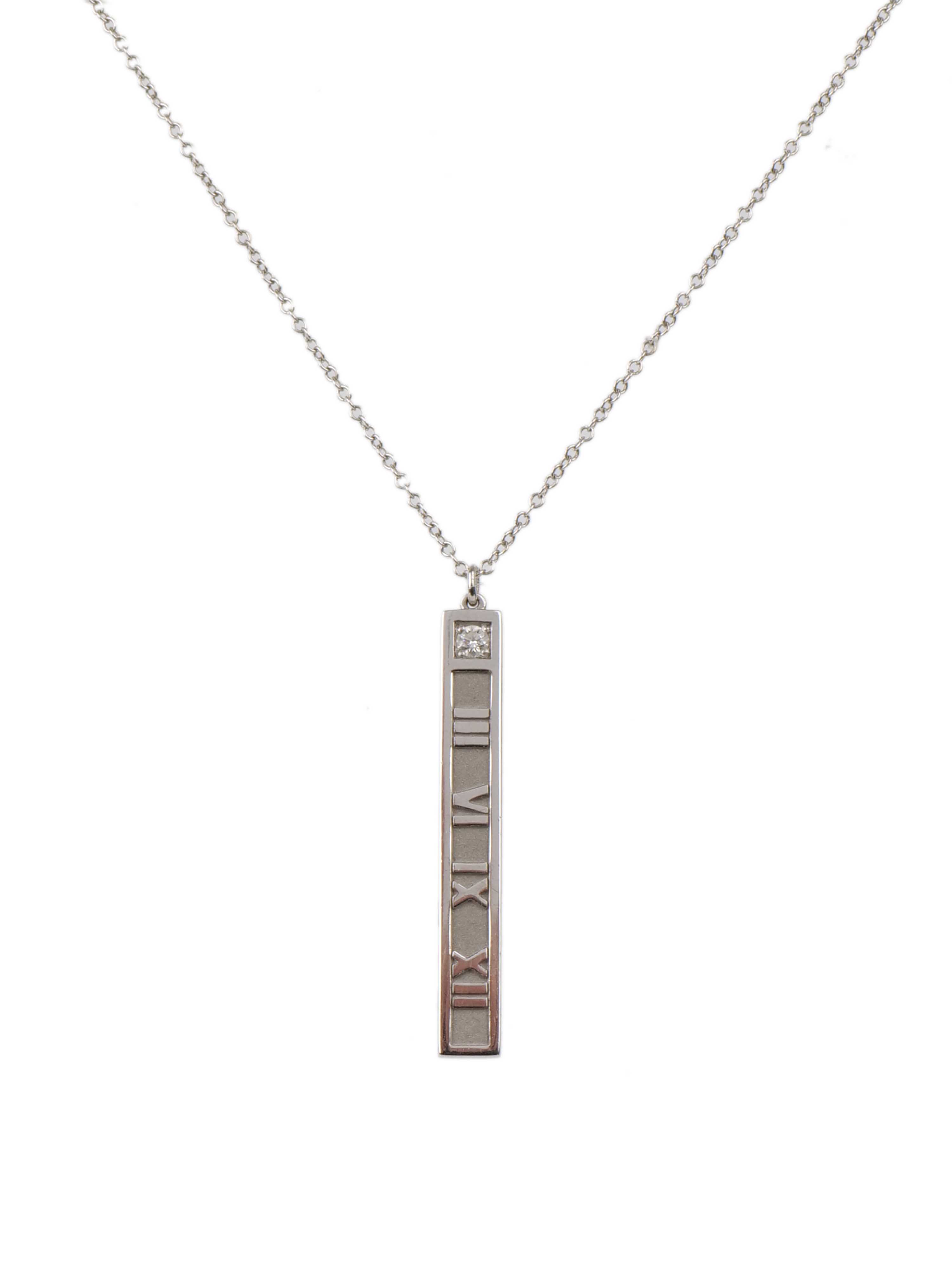 Tiffany & Co 18K White Gold Atlas Roman Numeral Necklace for Women - Elegant Luxury Jewelry Gift for Anniversary, Birthday & Special Occasions