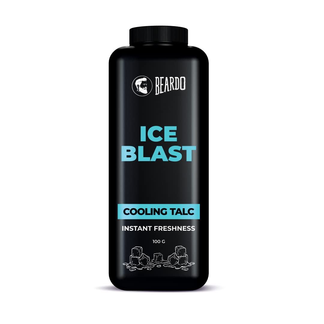Beardo Ice Blast Cooling Talcum Powder for Men - 250g | Menthol Infused Instant Cooling Body Powder with Aloe Vera & Vitamin E | Perfect for Gym, Travel & Hot Weather Relief